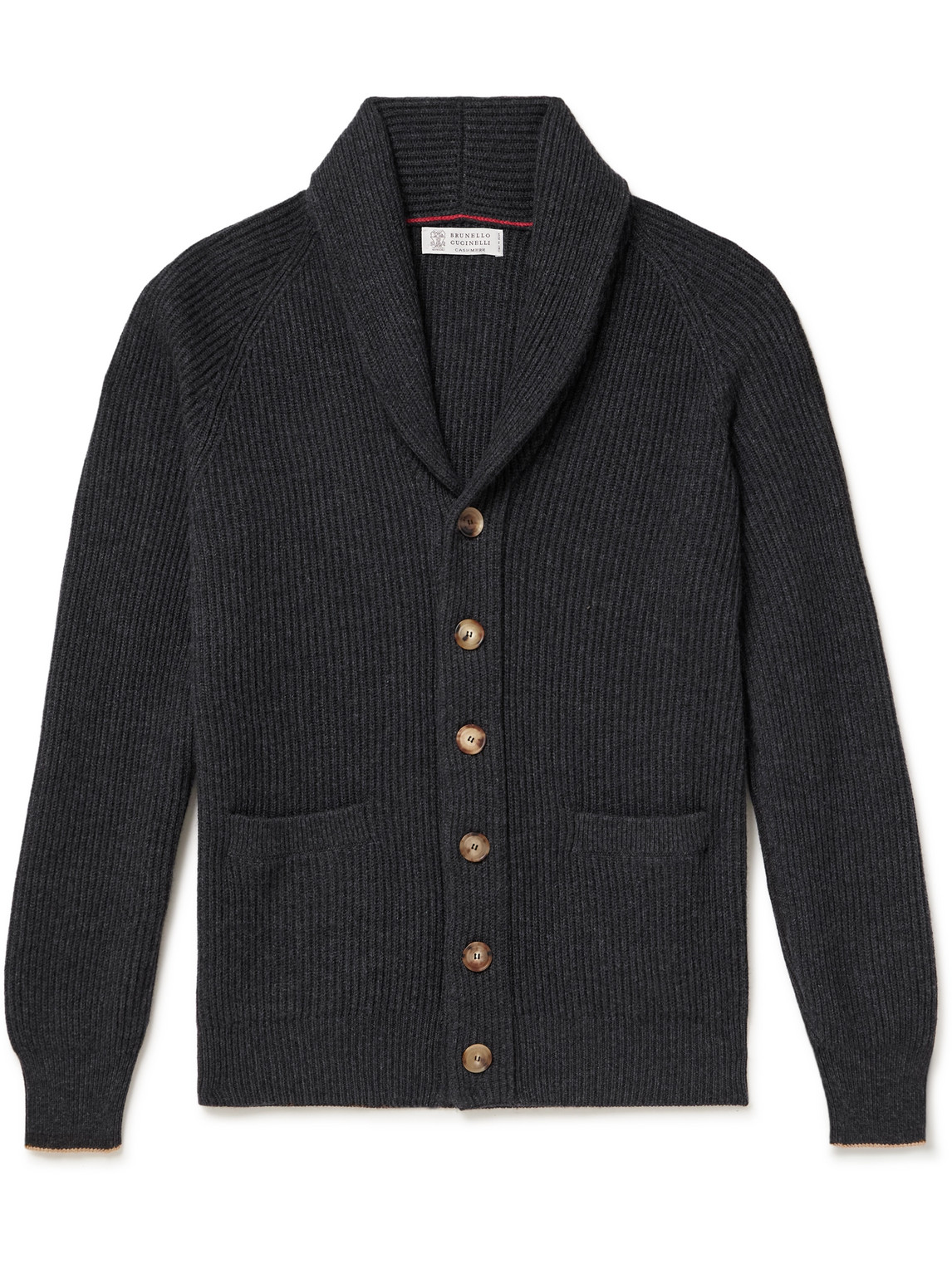 Brunello Cucinelli Shawl-Collar Ribbed Cashmere Cardigan - Men