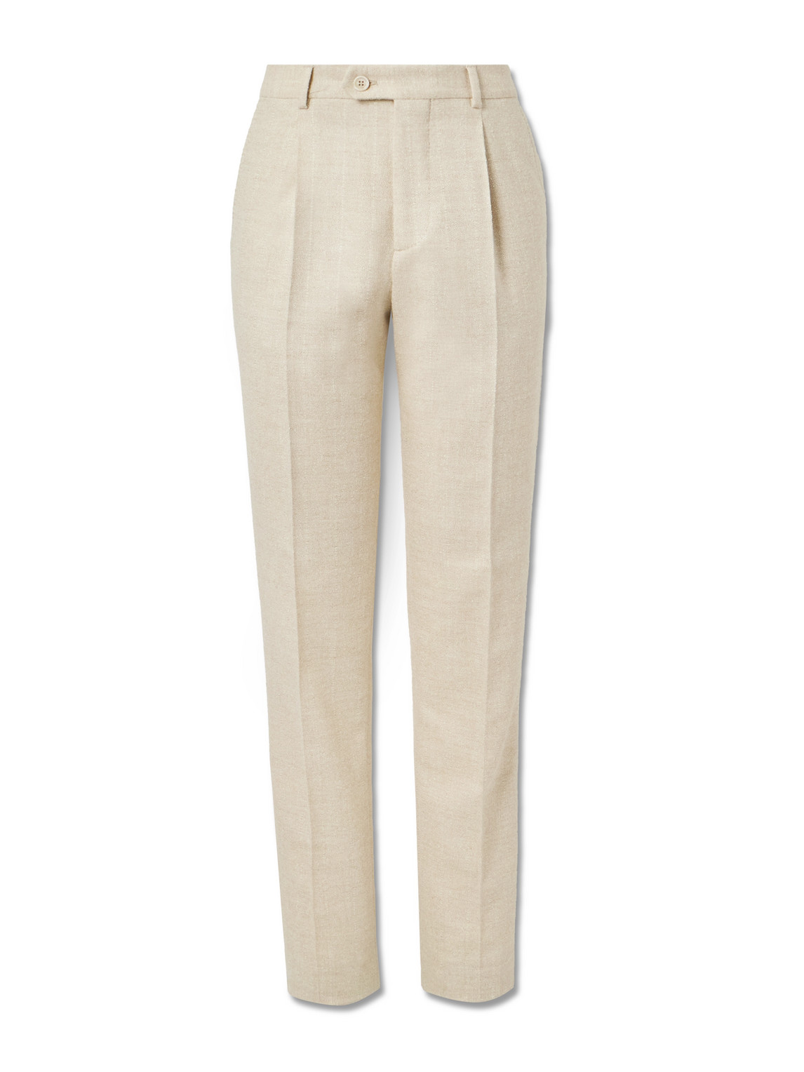 Brunello Cucinelli Tapered Pleated Pinstriped Bouclé Suit Trousers - Men