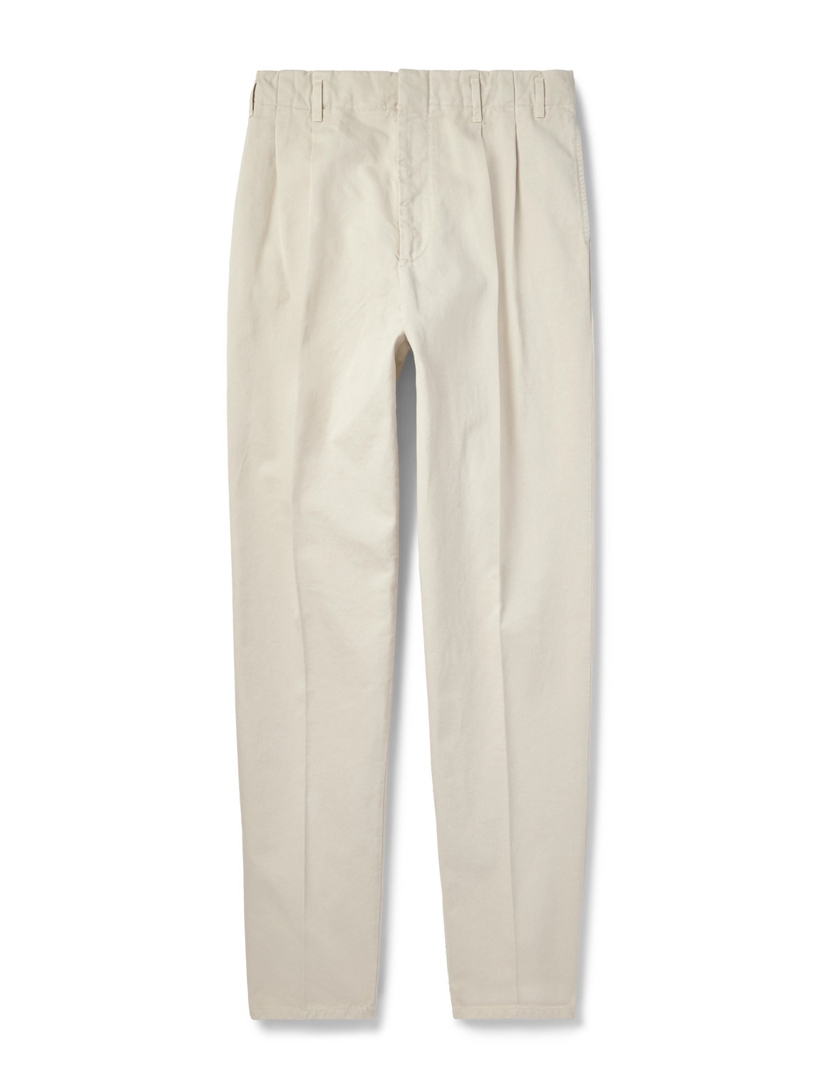 Brunello Cucinelli Tapered Pleated Cotton-Gabardine Trousers - Men