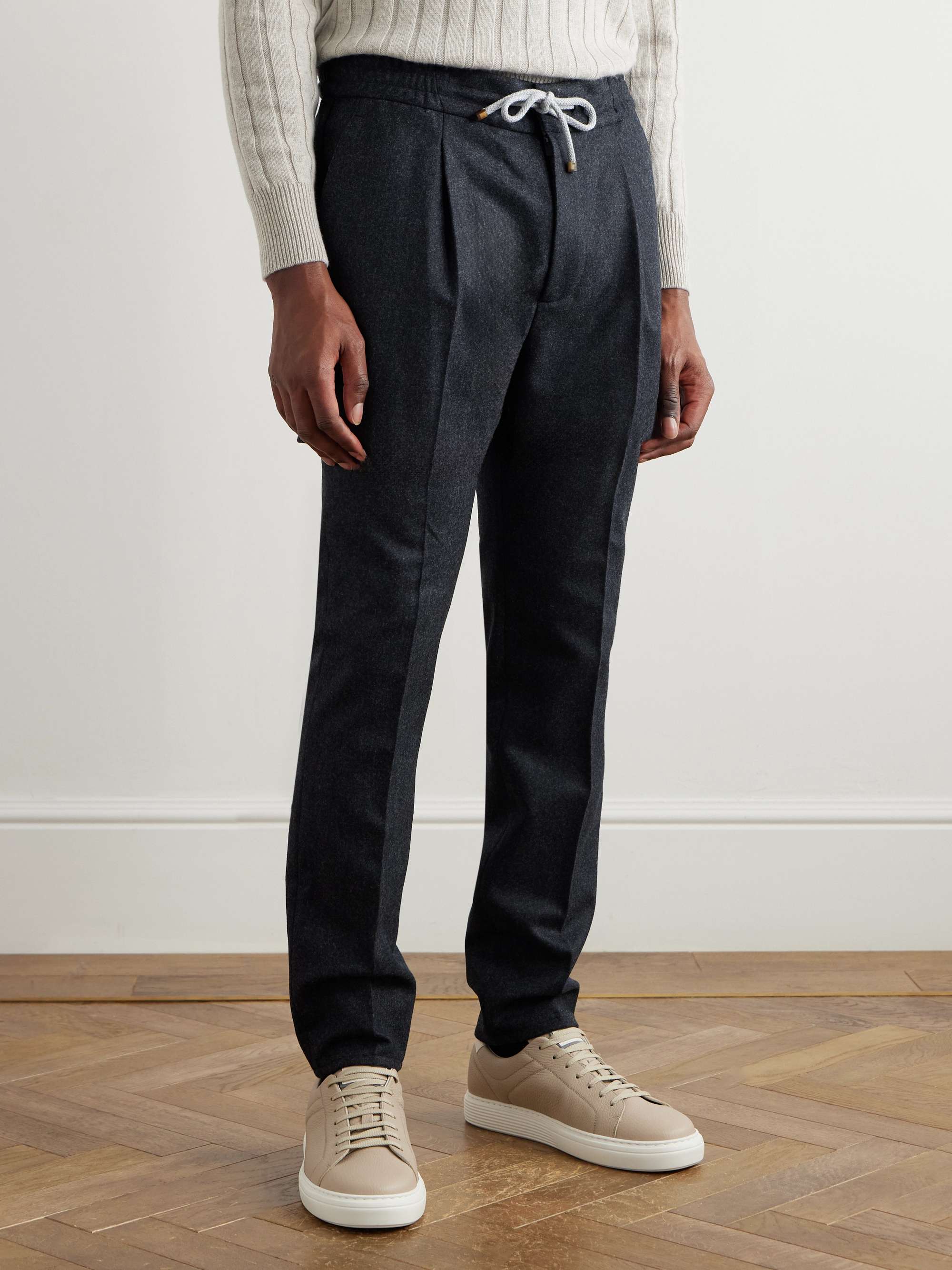 BRUNELLO CUCINELLI Virgin Wool-Felt Drawstring Trousers