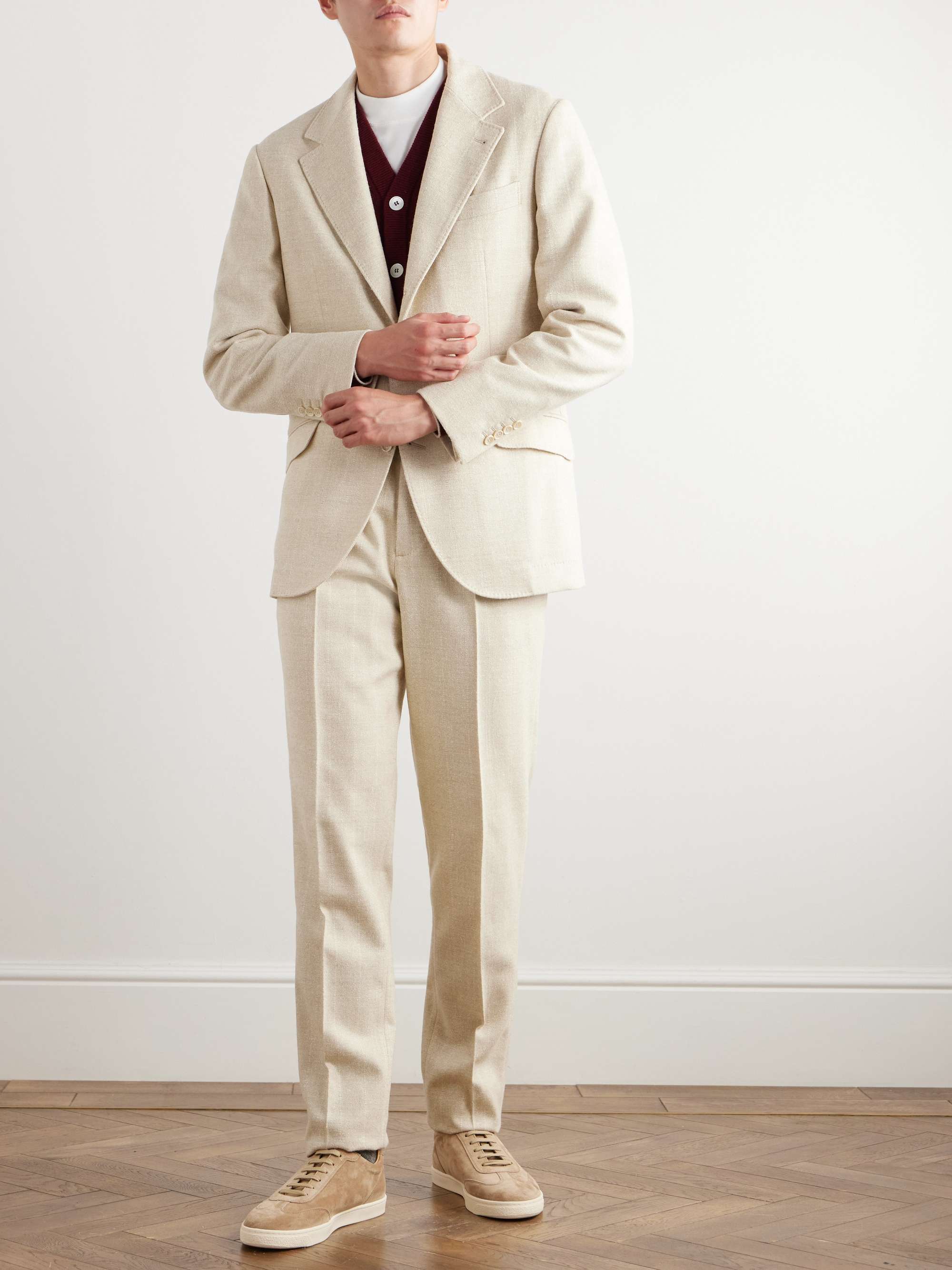 BRUNELLO CUCINELLI Pinstriped Bouclé Suit Jacket for Men