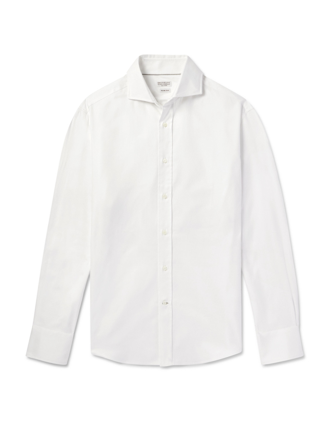 Brunello Cucinelli Camp-collar Cotton-twill Shirt In White