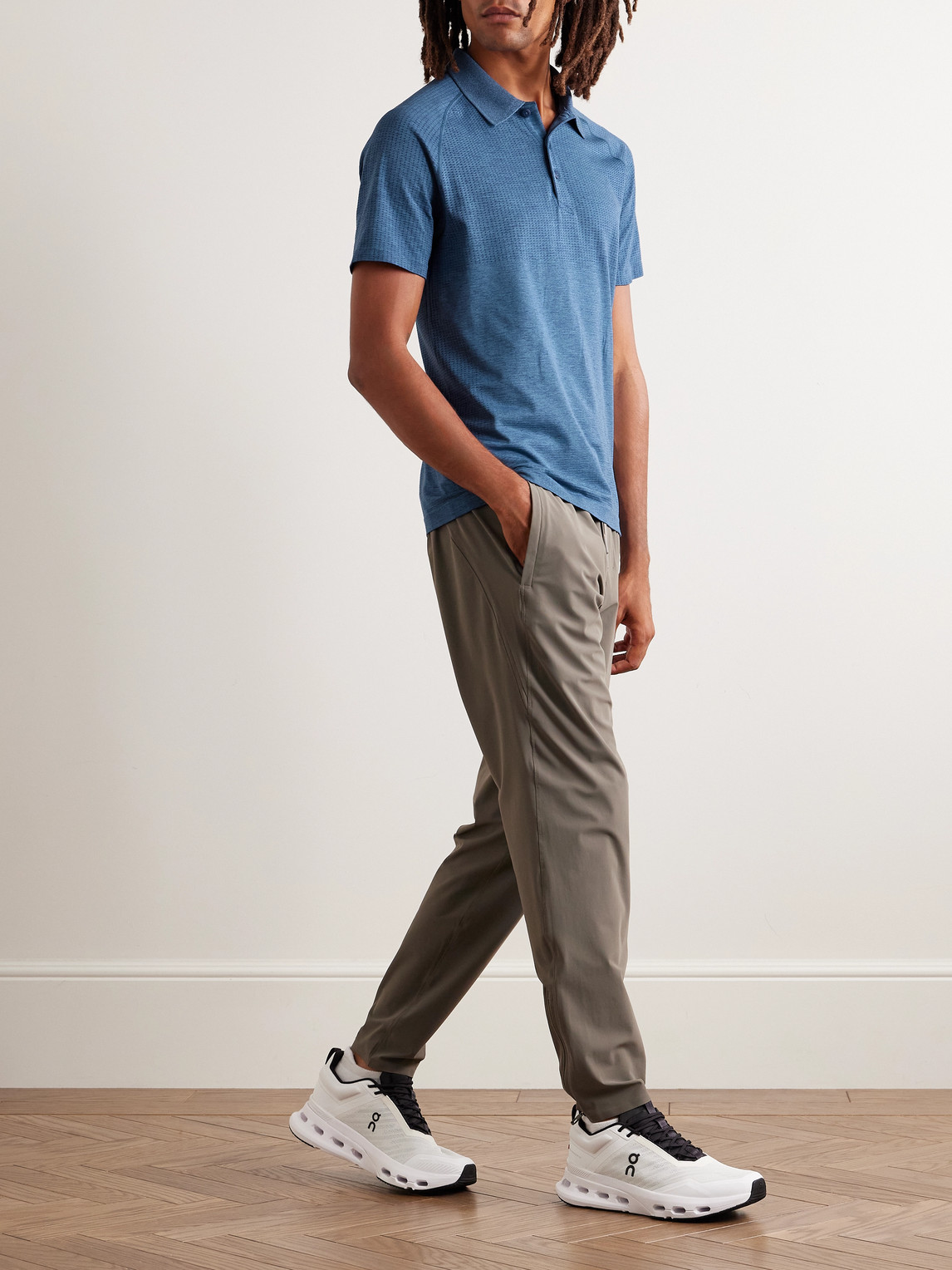 Shop Lululemon Metal Vent Tech 2.5 Stretch-mesh Polo Shirt In Blue