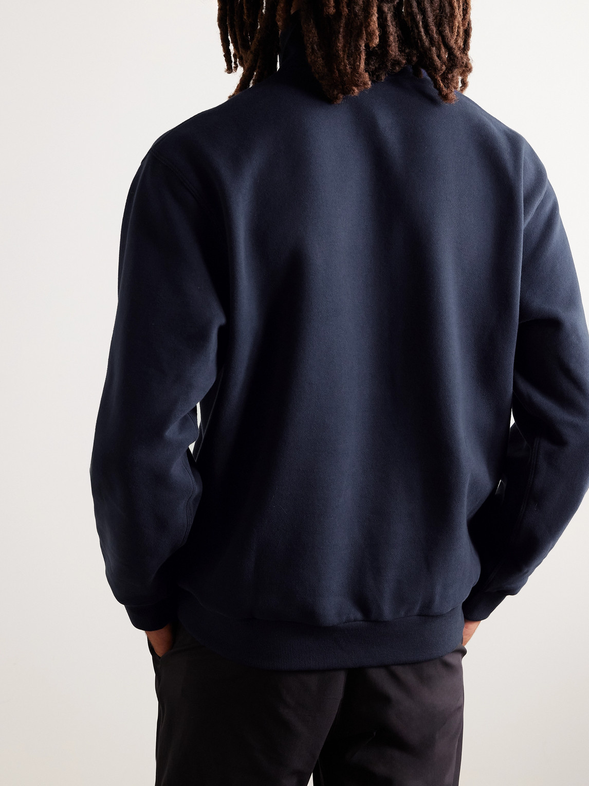 Lululemon Steady State Cotton-blend Jersey Half-zip Sweatshirt In Blue