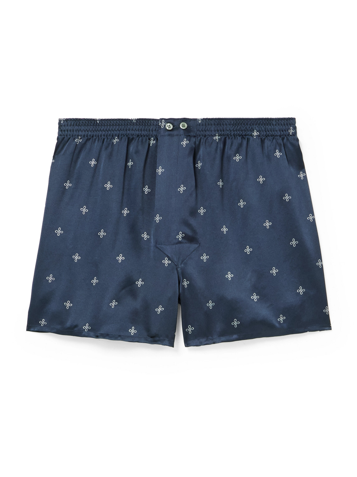 Derek Rose Brindisi Printed Silk-satin Boxer Shorts In Blue