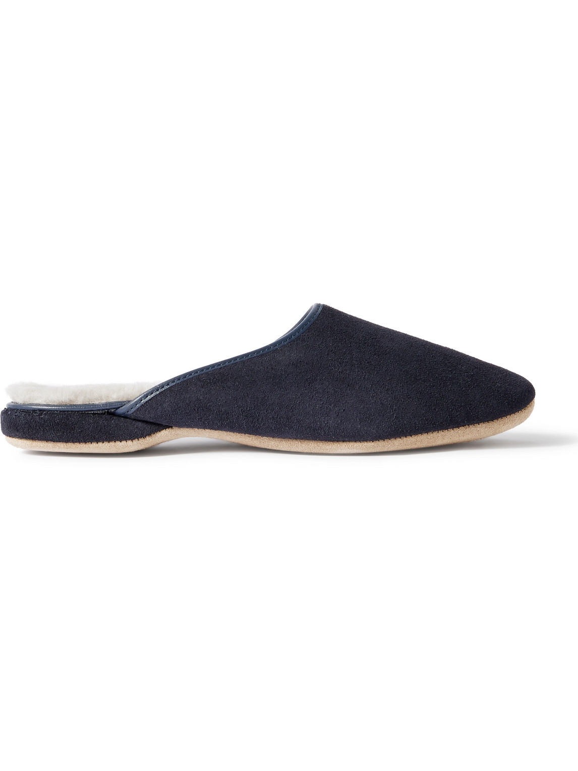 Derek Rose Douglas Shearling-lined Suede Slippers In Blue