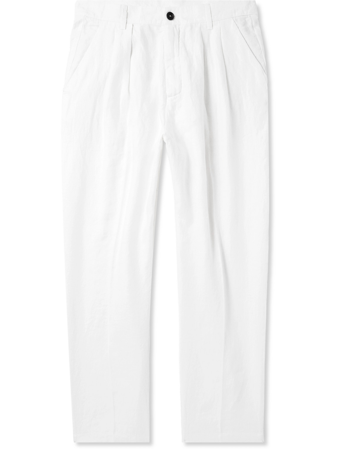 Stan Straight-Leg Pleated Linen Trousers
