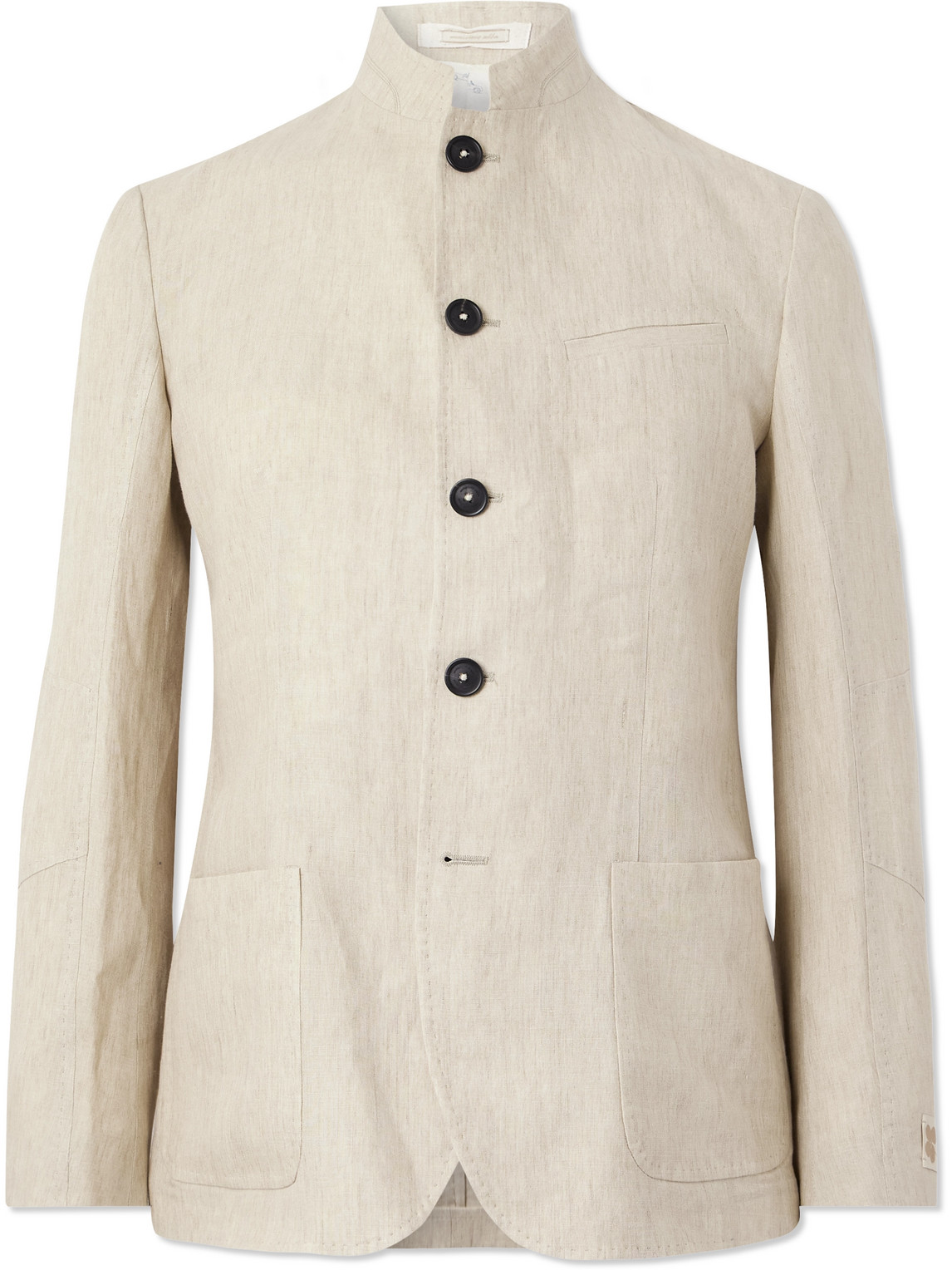 Gstaad Grandad-Collar Linen Overshirt