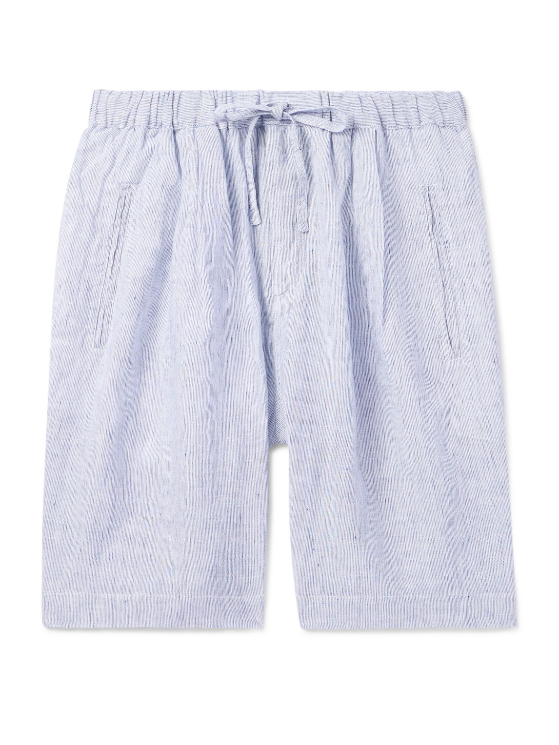 Kevin Straight-Leg Pleated Linen Drawstring Shorts