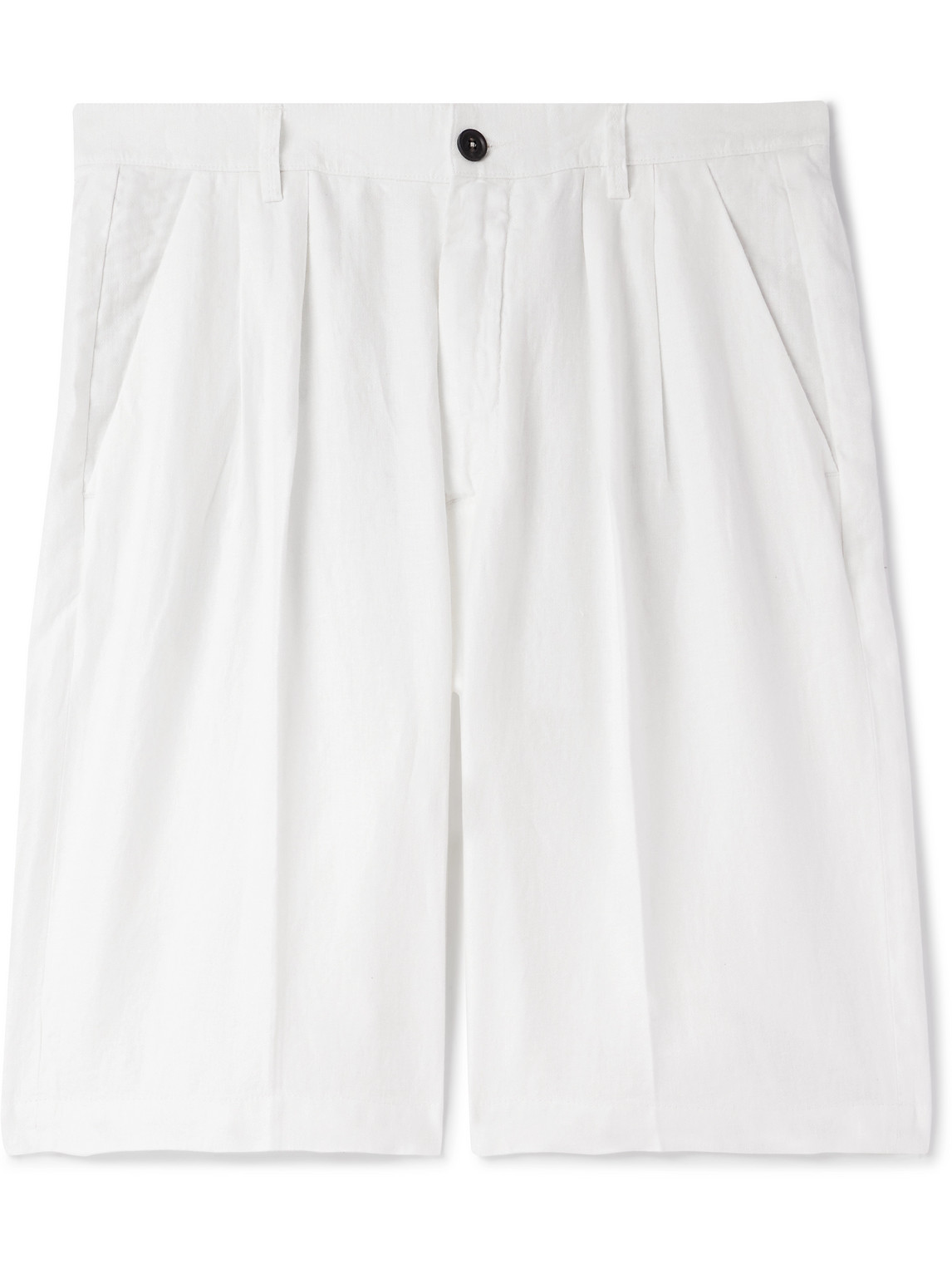 Cliff Straight-Leg Pleated Linen Bermuda Shorts