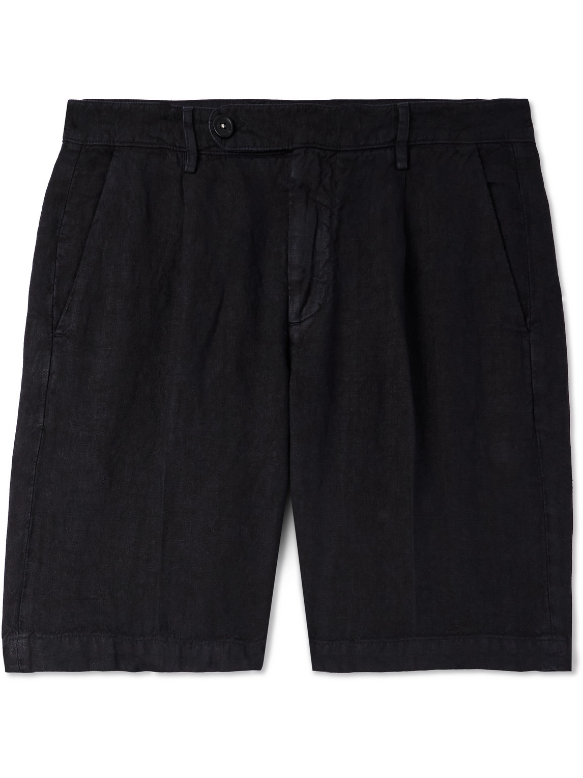 Alaccia Straight-Leg Pleated Linen Shorts
