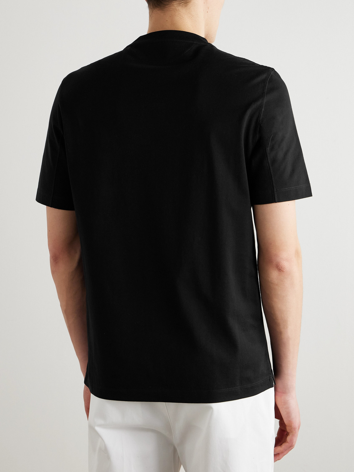 Brunello Cucinelli Cotton Jersey Crew Neck T-shirt With Logo Clothing In Black