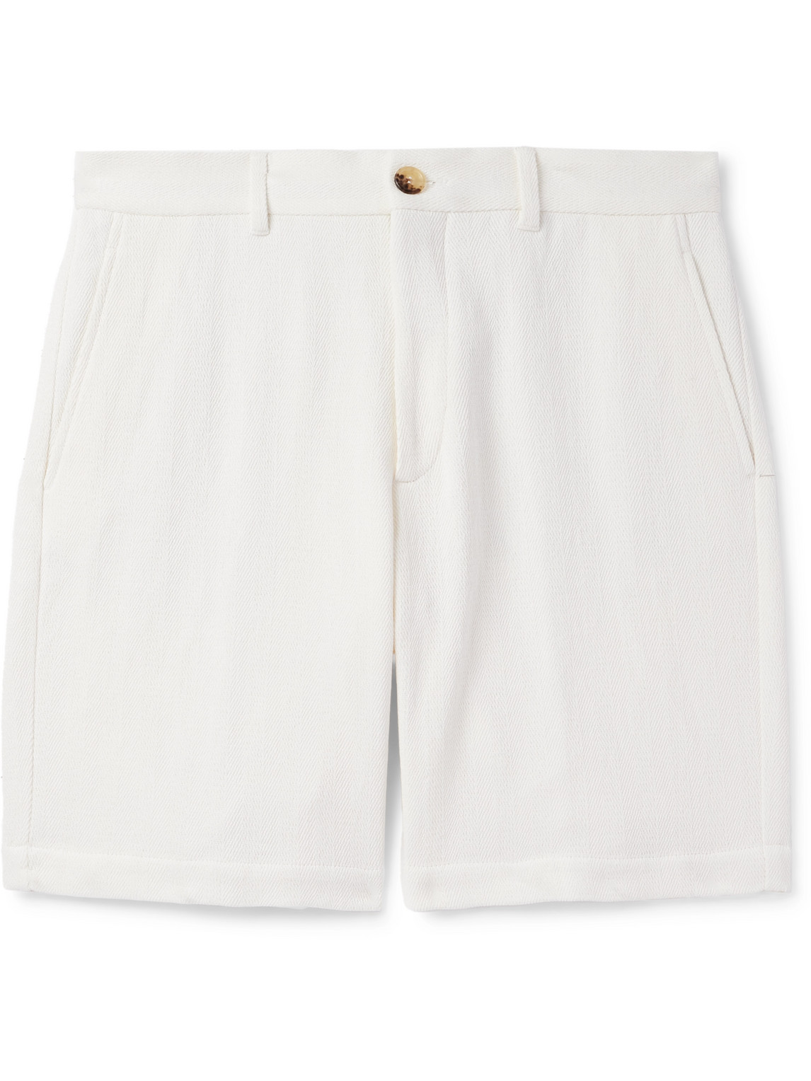 Brunello Cucinelli Straight-Leg Herringbone Cotton and Linen-Blend Bermuda Shorts - Men