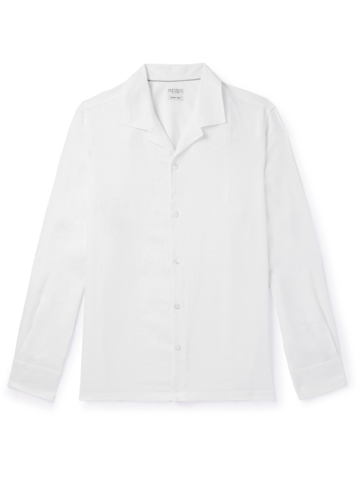 Brunello Cucinelli Slim-fit Camp-collar Linen Shirt In White
