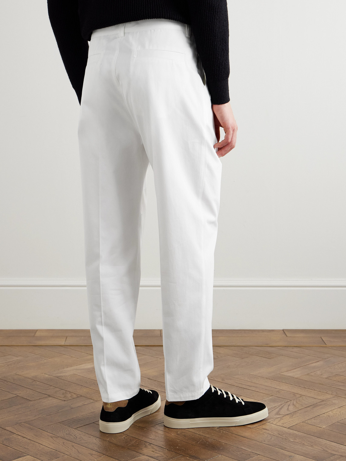 Brunello Cucinelli Straight-leg Pleated Cotton Trousers In White