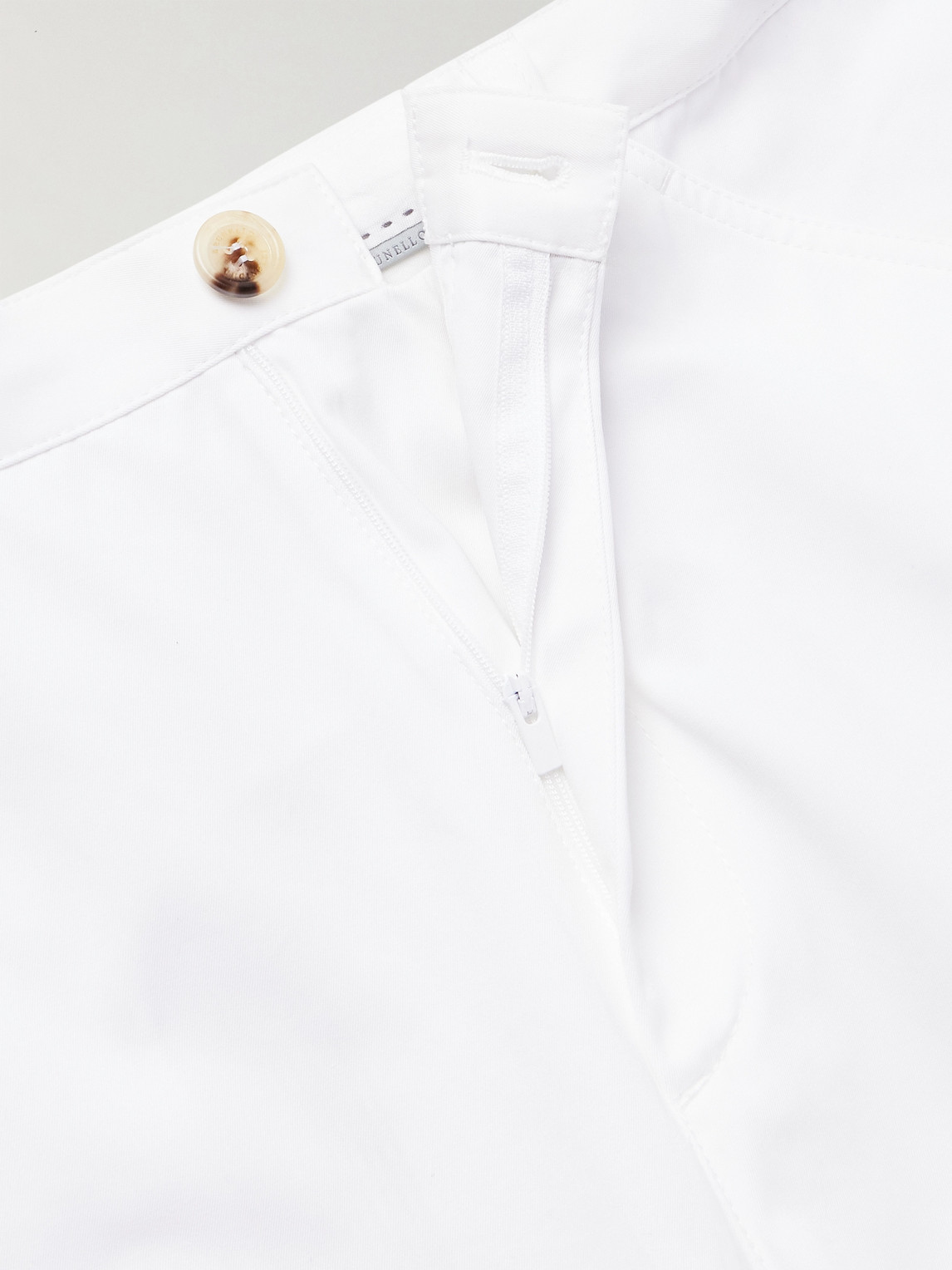 Brunello Cucinelli Straight-leg Pleated Cotton Trousers In White