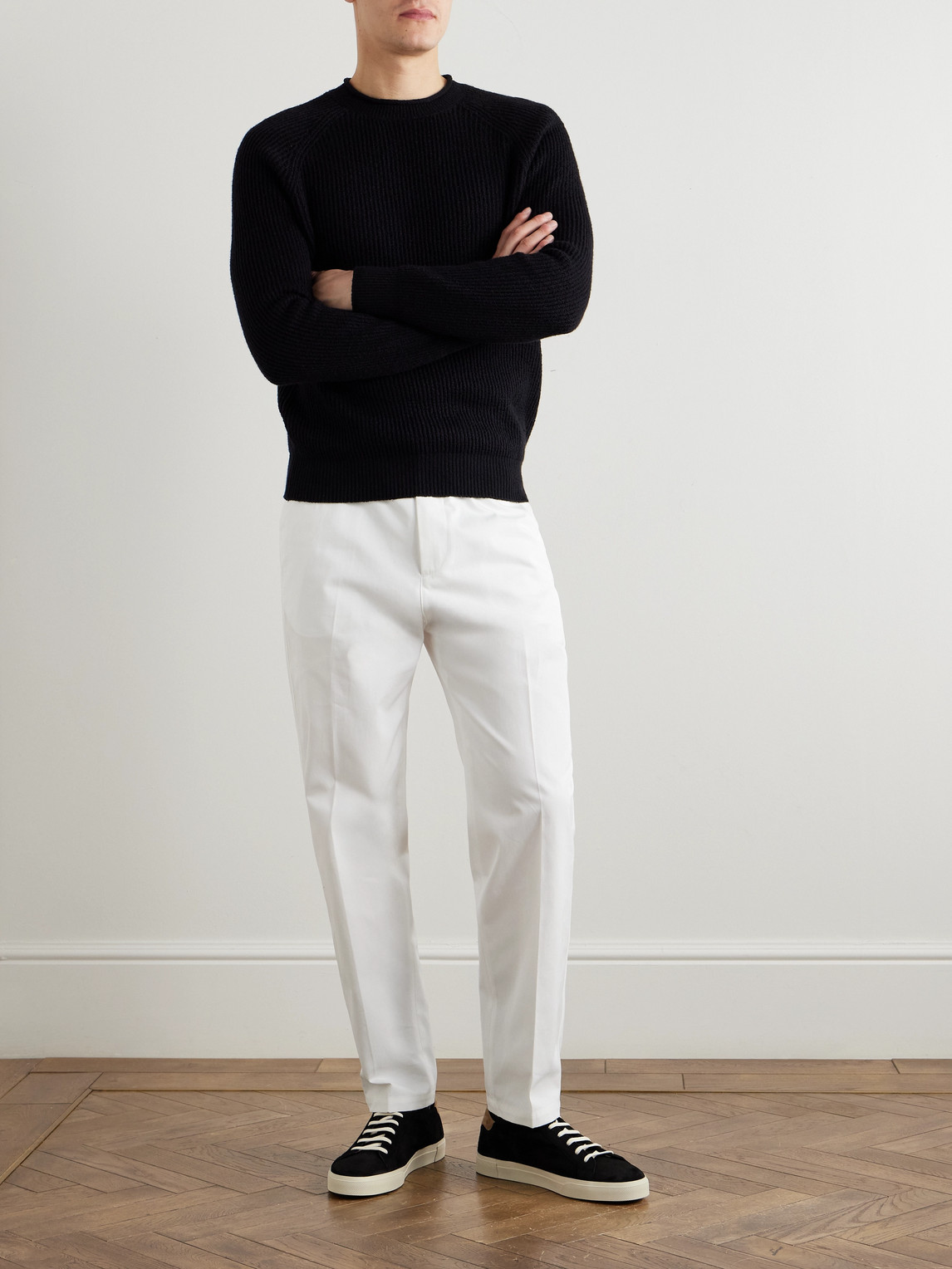 Brunello Cucinelli Straight-leg Pleated Cotton Trousers In White