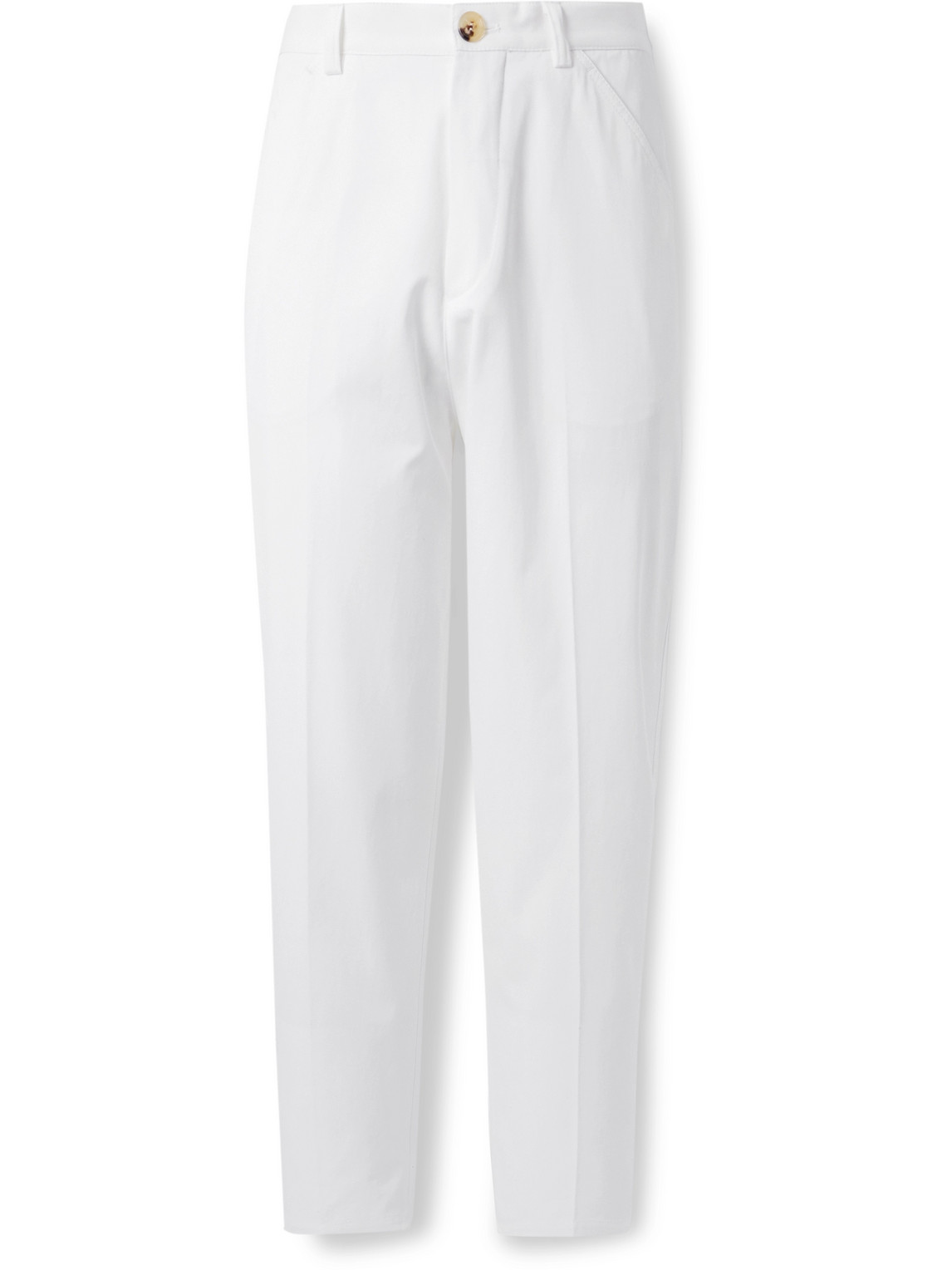 Brunello Cucinelli Straight-leg Pleated Cotton Trousers In White