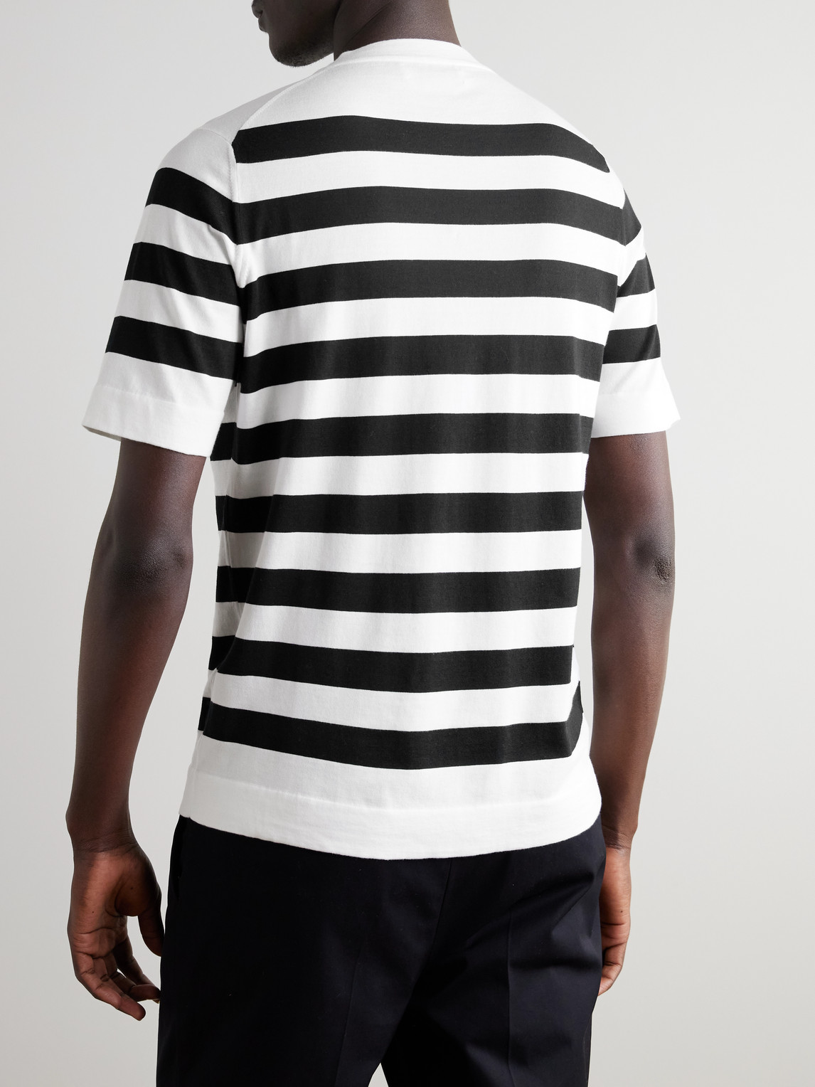 Brunello Cucinelli Slim-fit Striped Cotton T-shirt In Blue