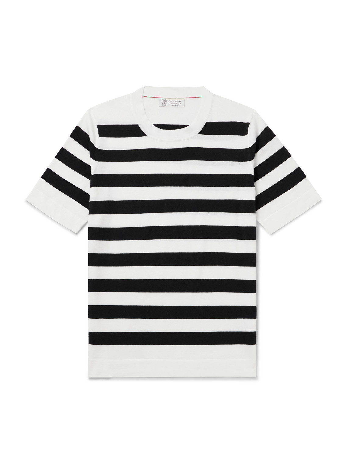 Brunello Cucinelli Slim-fit Striped Cotton T-shirt In Blue
