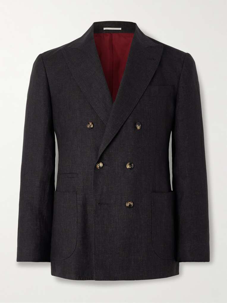 Brunello Cucinelli — Double-Breasted Linen Suit Jacket