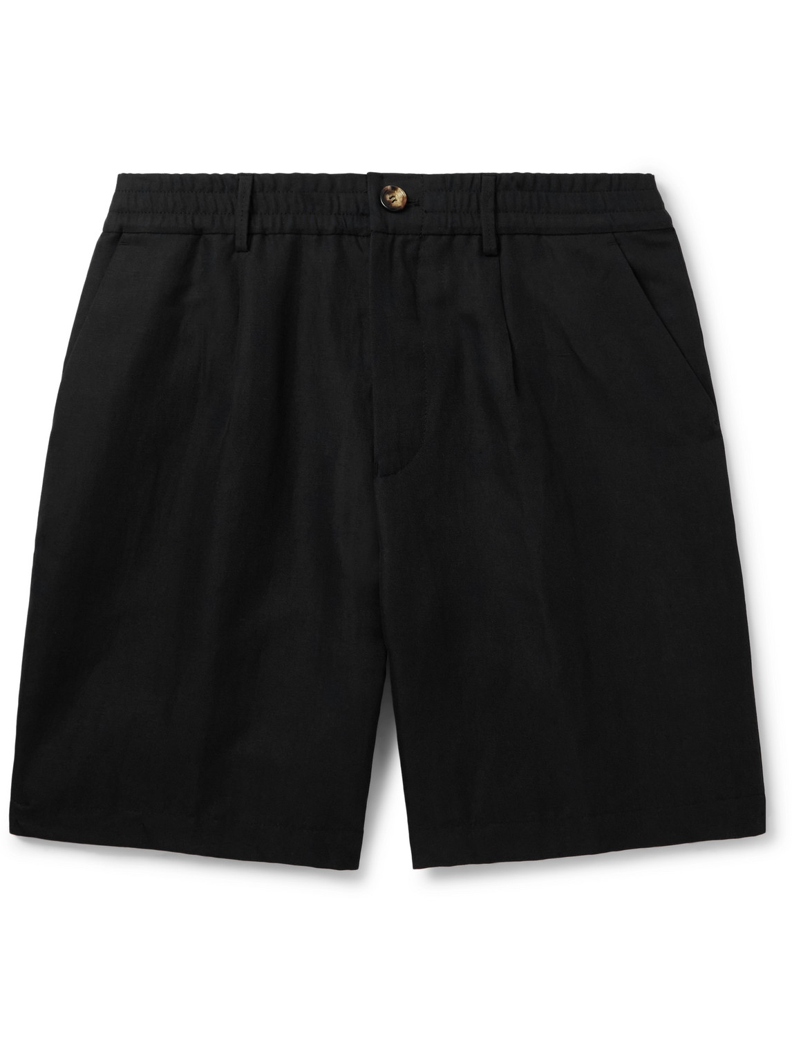 Brunello Cucinelli Navy Blue Cotton Bermuda Shorts Men In Black
