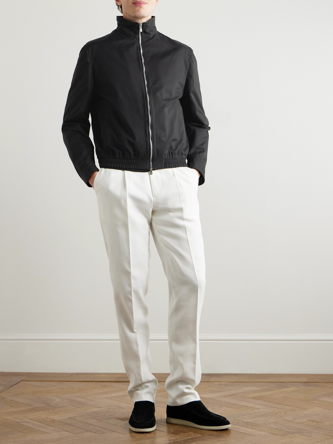 Brunello Cucinelli Cotton-blend Twill Bomber Jacket In Black