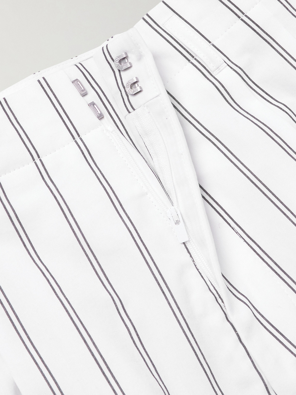 Brunello Cucinelli Straight-leg Pleated Pinstriped Cotton Trousers In White