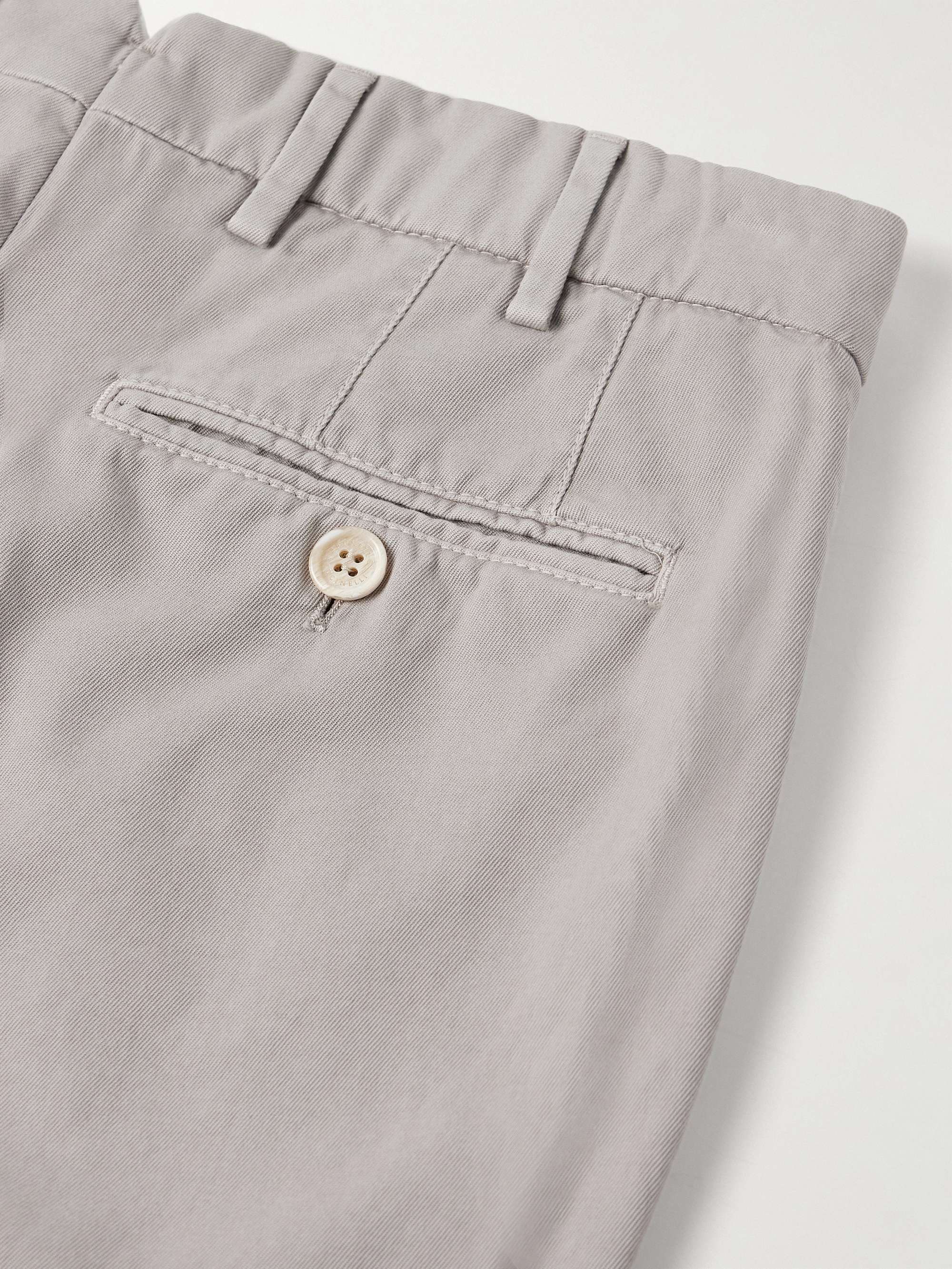 Gray Slim-Fit Straight-Leg Cotton-Twill Chinos | BRUNELLO