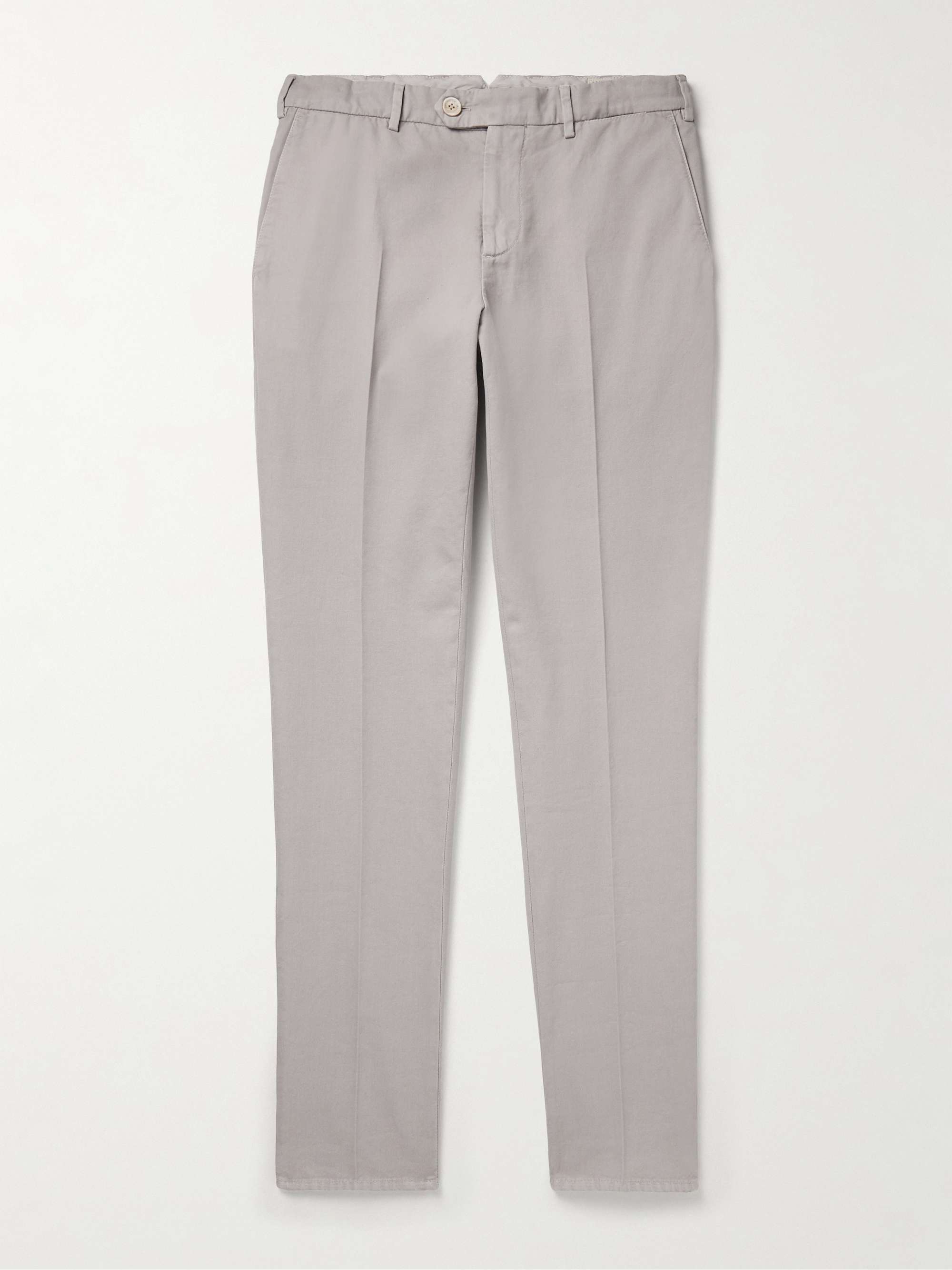 消費税無し Gray Slim-Fit BRUNELLO | Chinos Cotton-Twill Straight-Leg パンツ