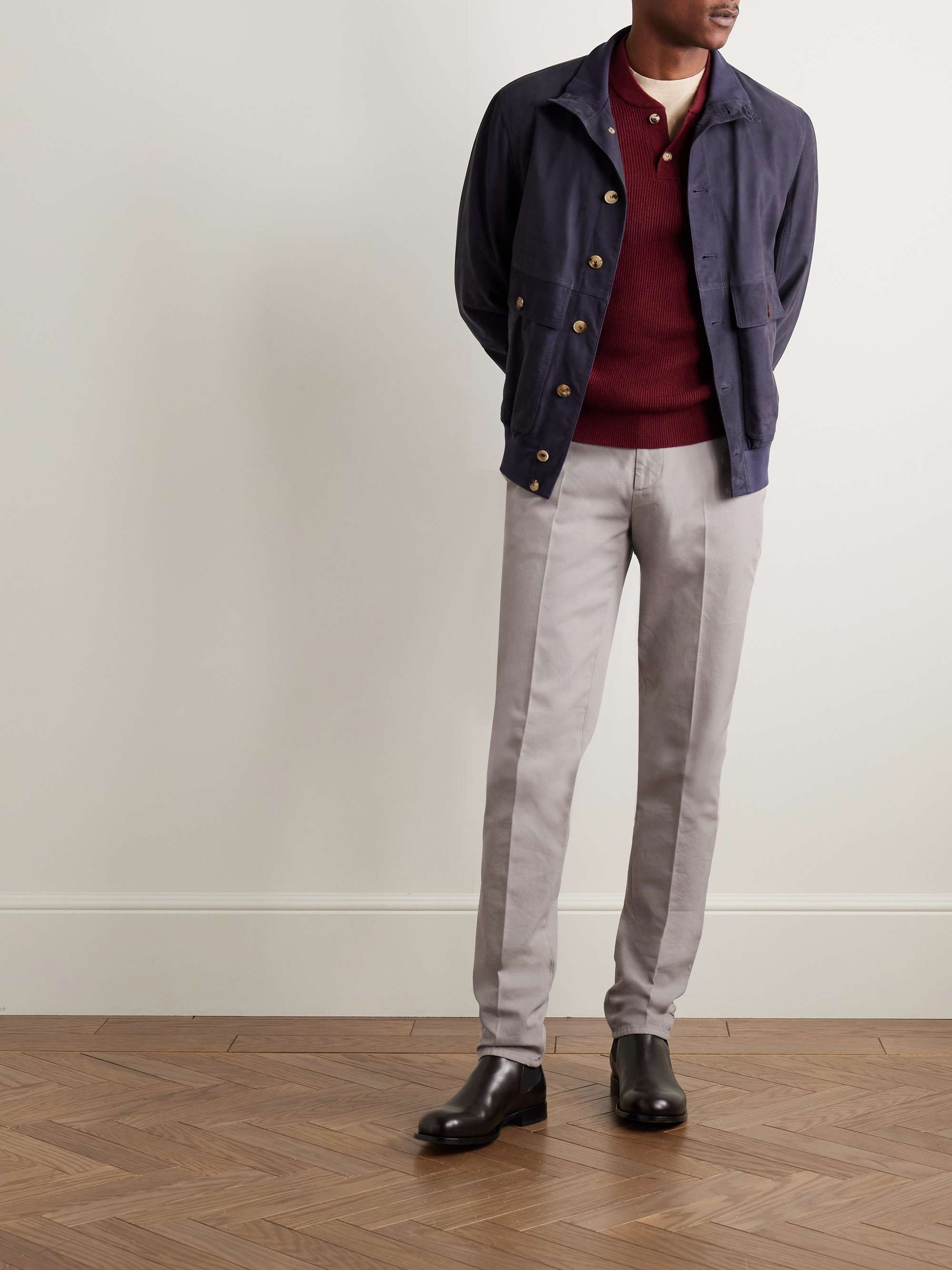 【SALE】 Gray BRUNELLO | Chinos Cotton-Twill Straight-Leg Slim-Fit パンツ