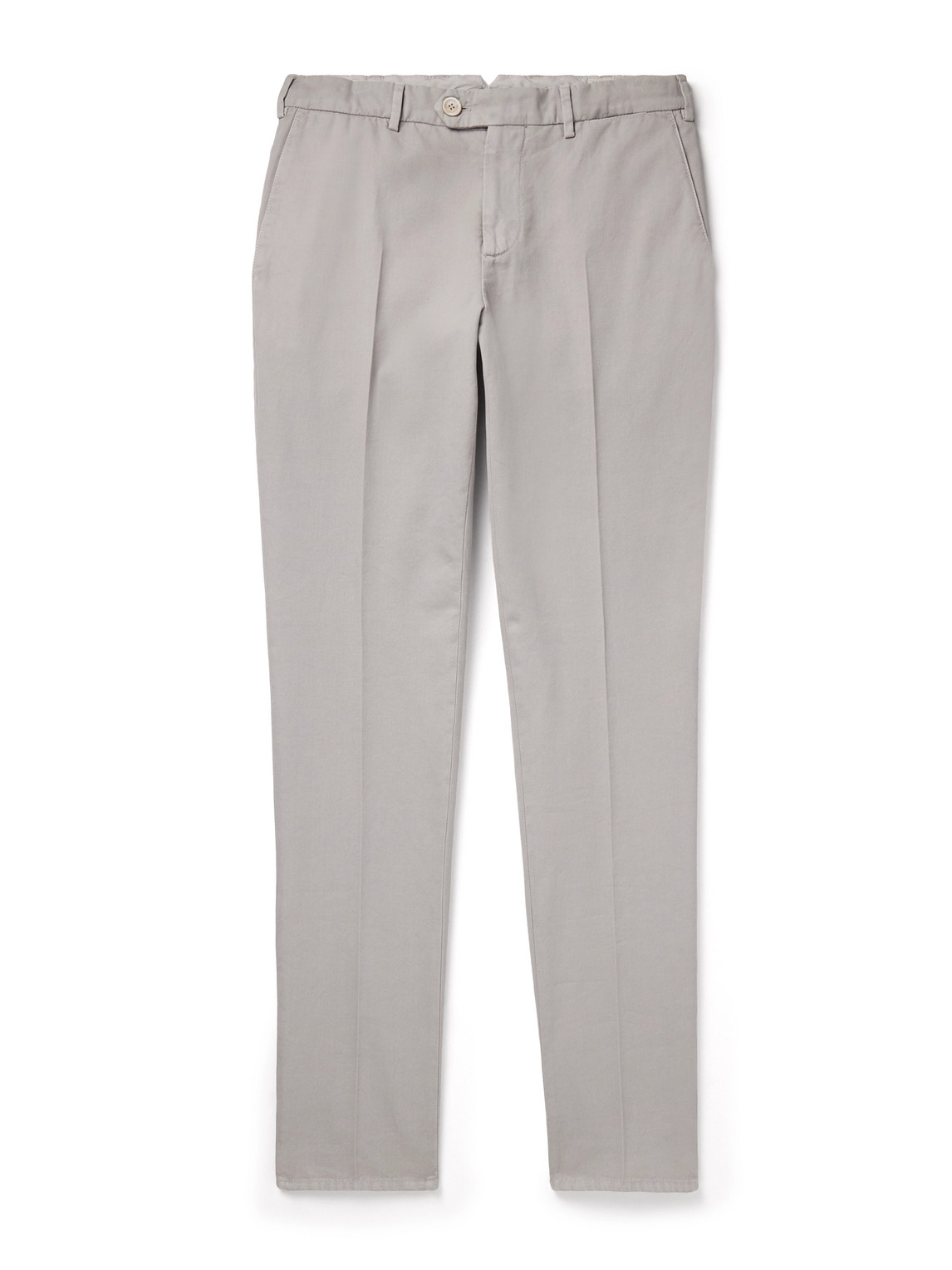 Brunello Cucinelli Slim-fit Straight-leg Cotton-twill Chinos In Gray