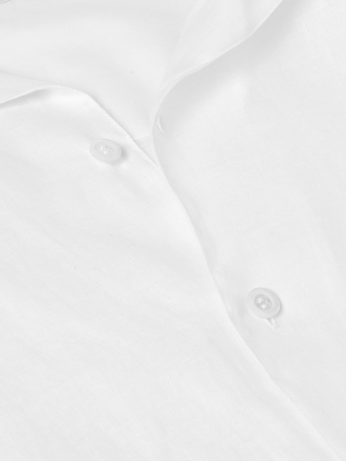 Brunello Cucinelli Linen Shirt With Cuban Collar And Short Sleeves In White