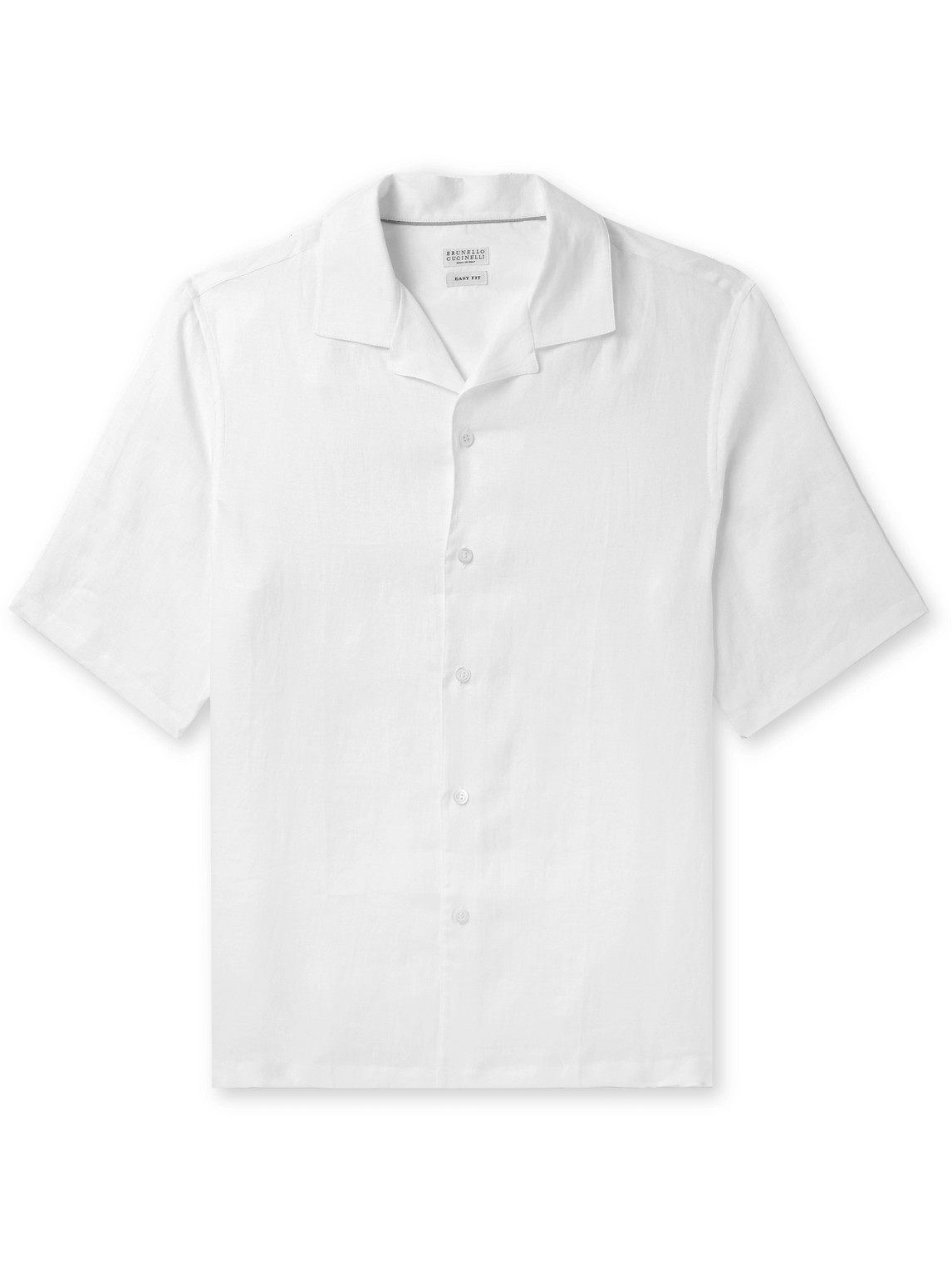 Brunello Cucinelli Camp-collar Linen Shirt In White