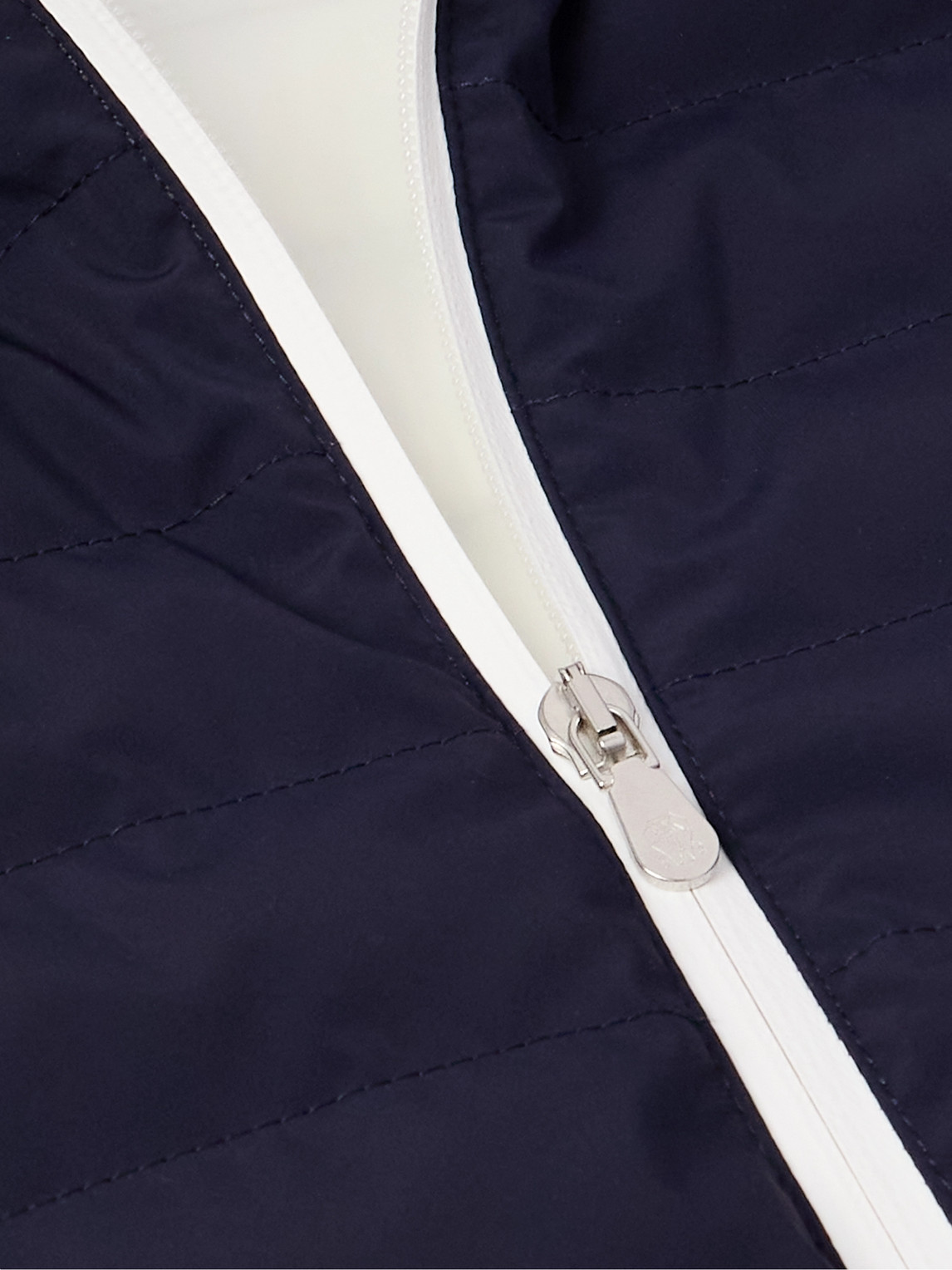 Brunello Cucinelli Gilet In Navy Blue With Front Two-way Zip Fastening In Blue