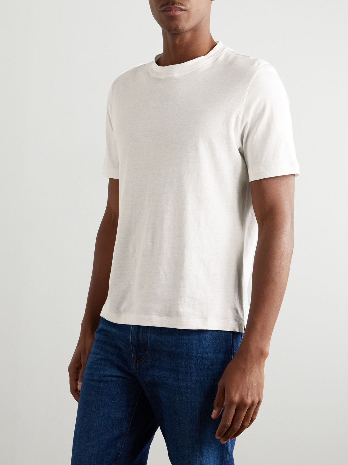 Brunello Cucinelli Linen And Cotton-blend Jersey T-shirt In White