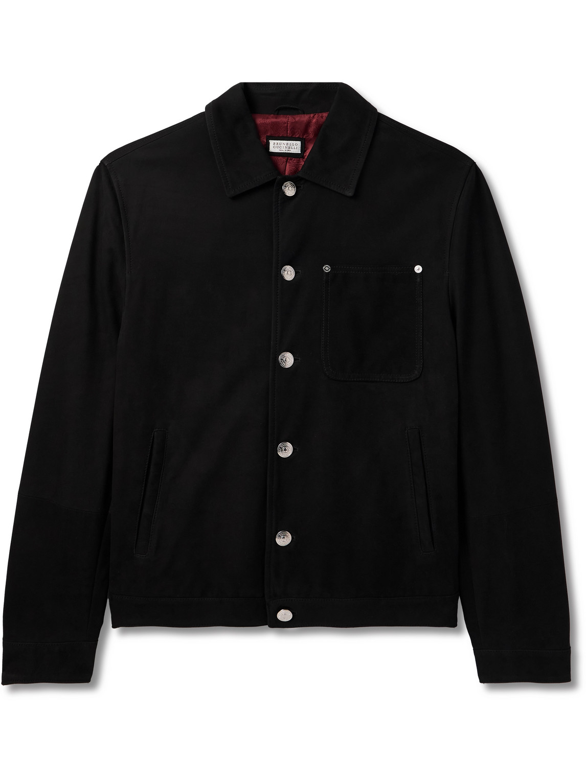 Brunello Cucinelli Nubuck Trucker Jacket In Black
