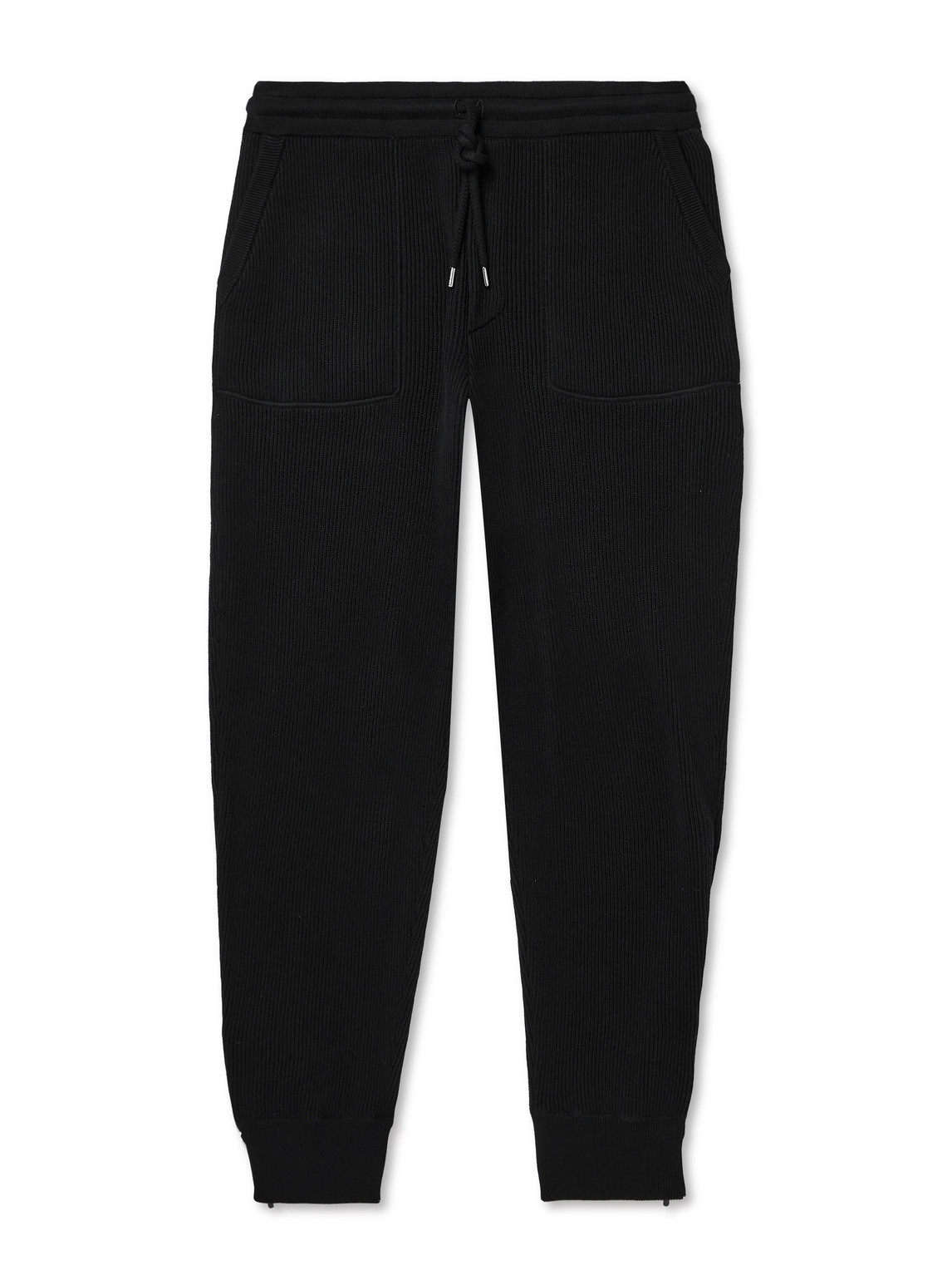 Brunello Cucinelli Ribbed Cotton Sweatpants In Black