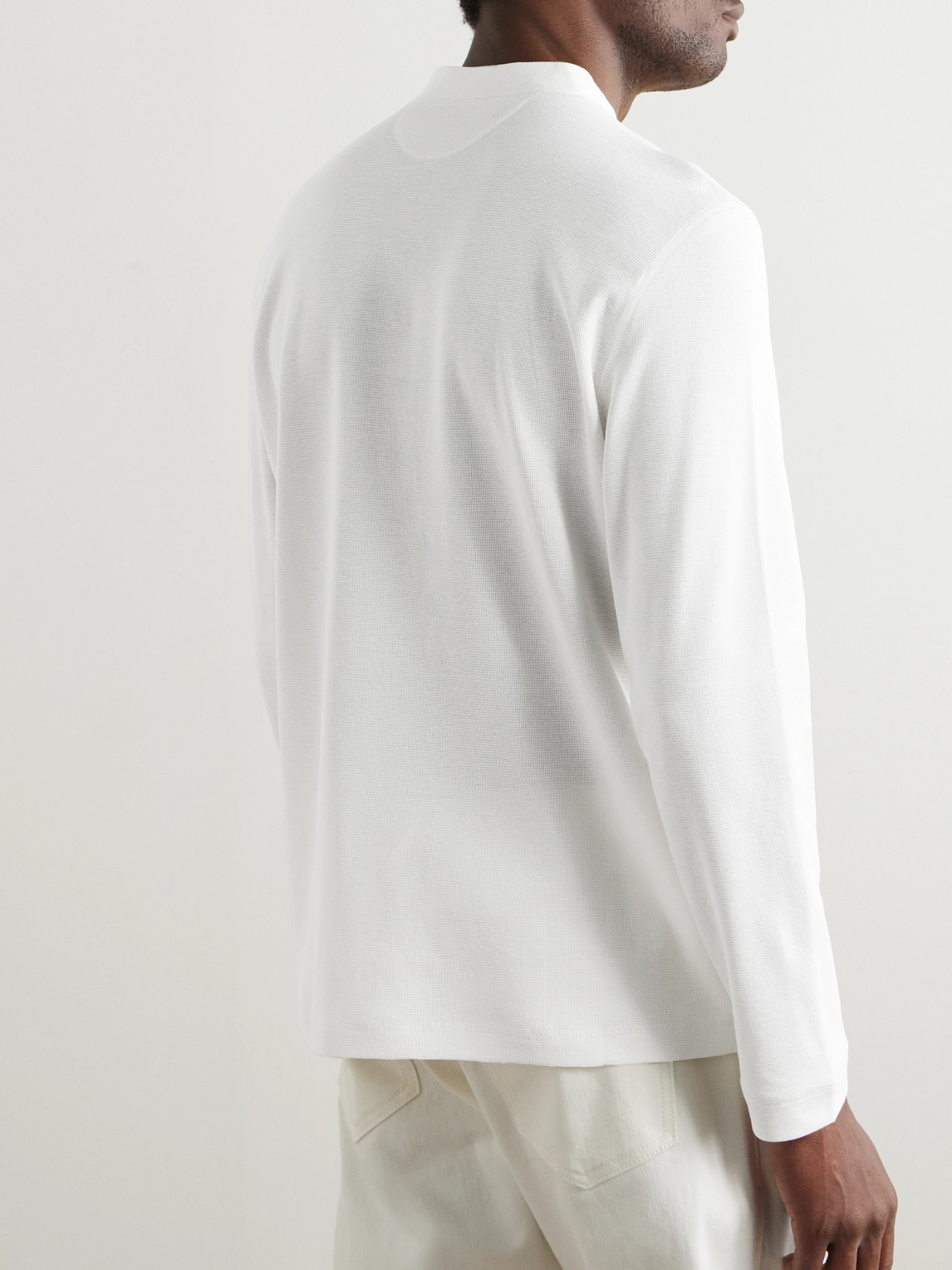 Brunello Cucinelli Cotton And Silk-blend Henley T-shirt In White