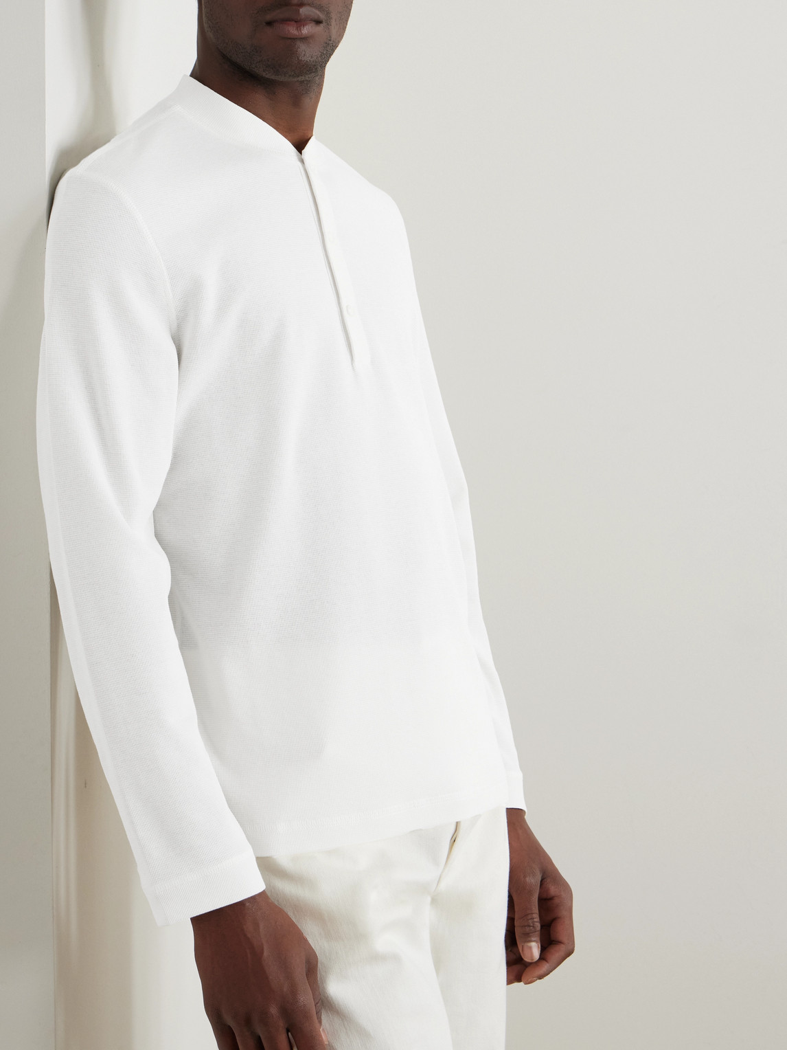 Brunello Cucinelli Cotton And Silk-blend Henley T-shirt In White