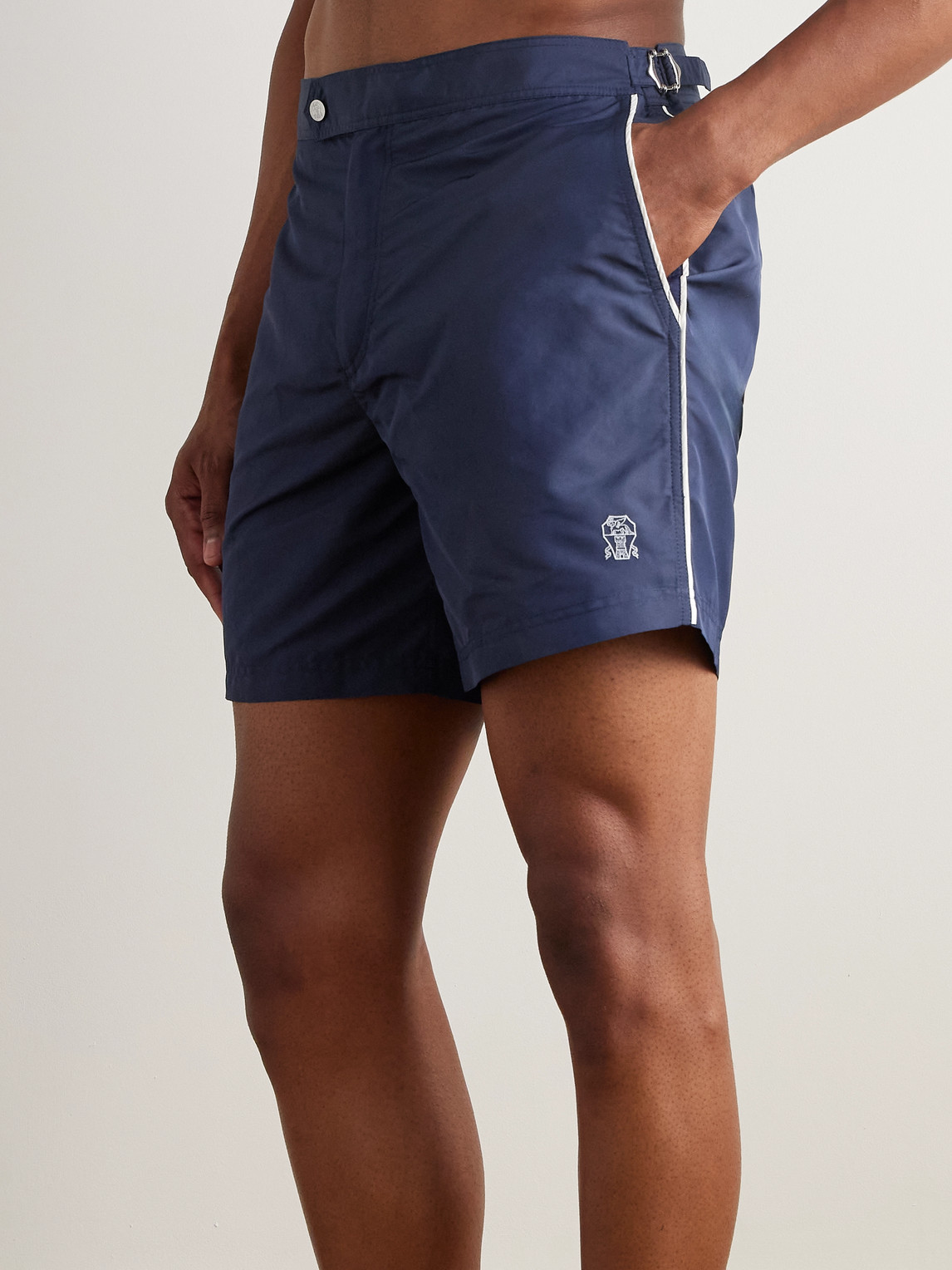 Brunello Cucinelli Straight-leg Mid-length Swim Shorts In Blue