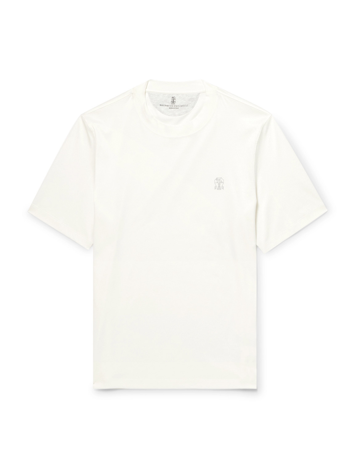 Brunello Cucinelli Men Cotton Jersey Crew-neck T-shirt With Logo And Faux-layering In White