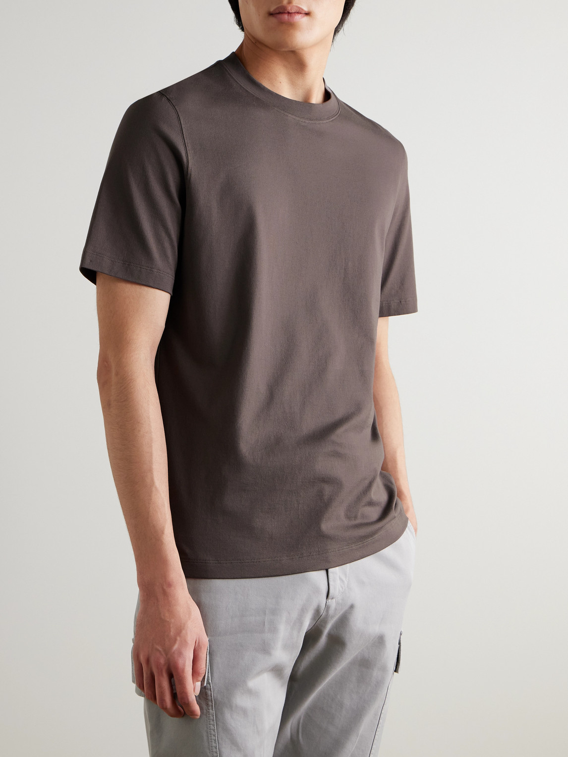 Brunello Cucinelli Cotton-jersey T-shirt In Brown
