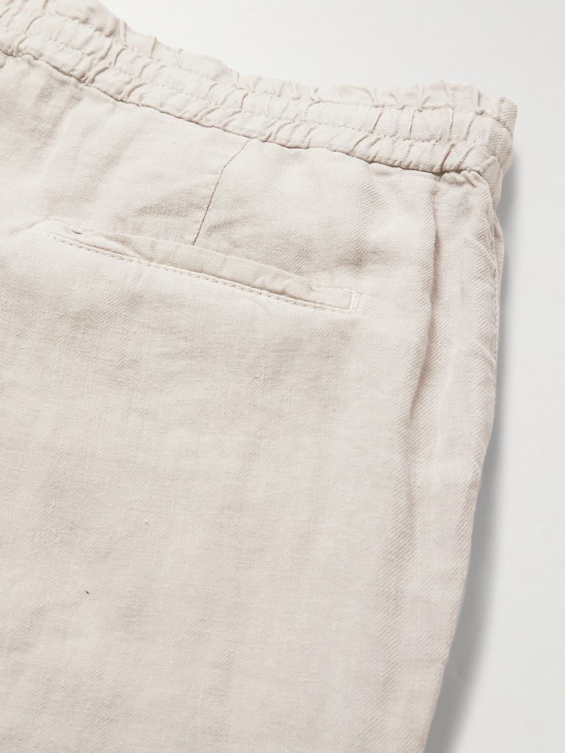 Brunello Cucinelli Straight-leg Linen Drawstring Trousers In Neutrals