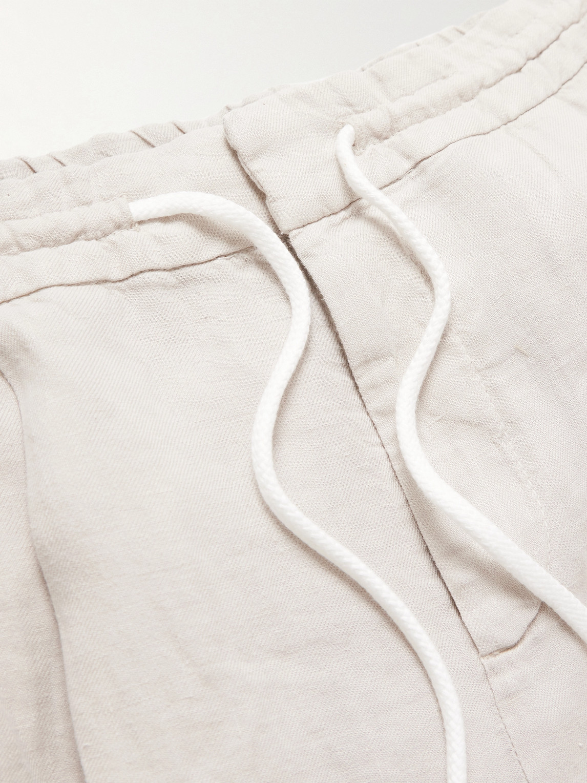 Brunello Cucinelli Straight-leg Linen Drawstring Trousers In Neutrals