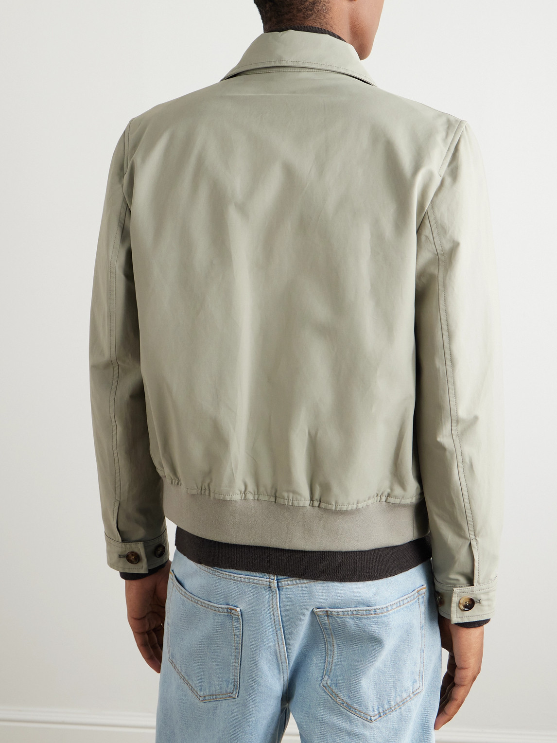 Shop Brunello Cucinelli Cotton-blend Twill Bomber Jacket In Green