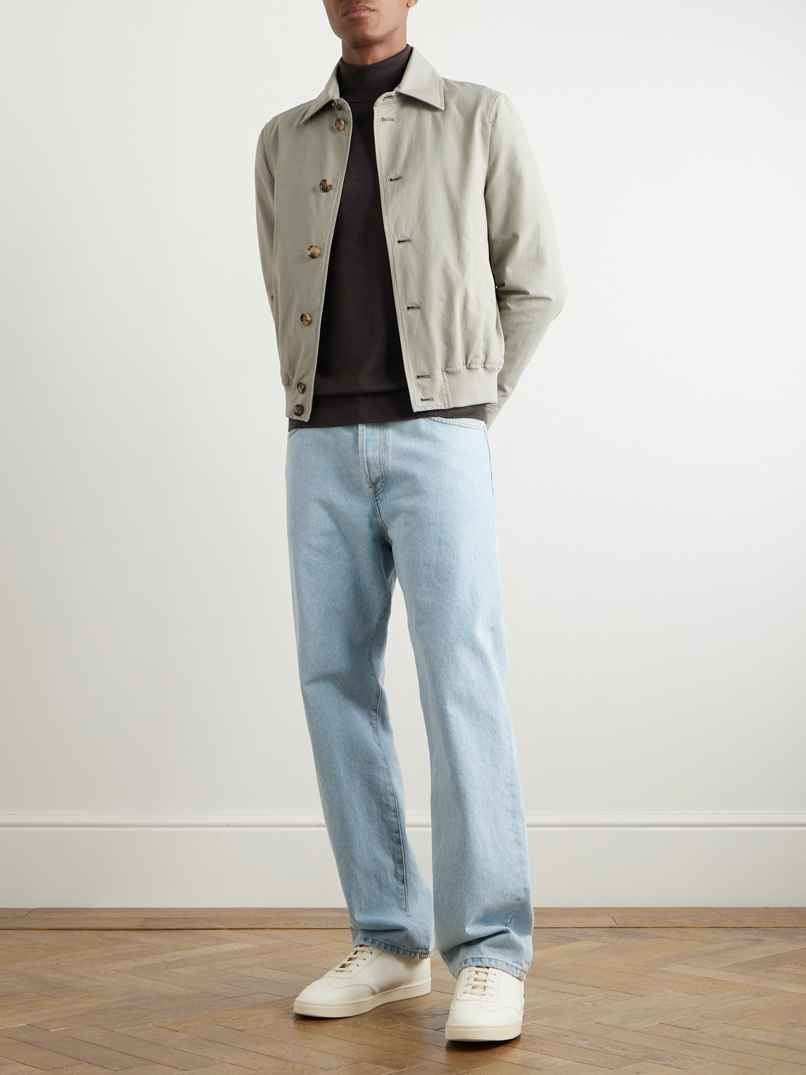 Shop Brunello Cucinelli Cotton-blend Twill Bomber Jacket In Green