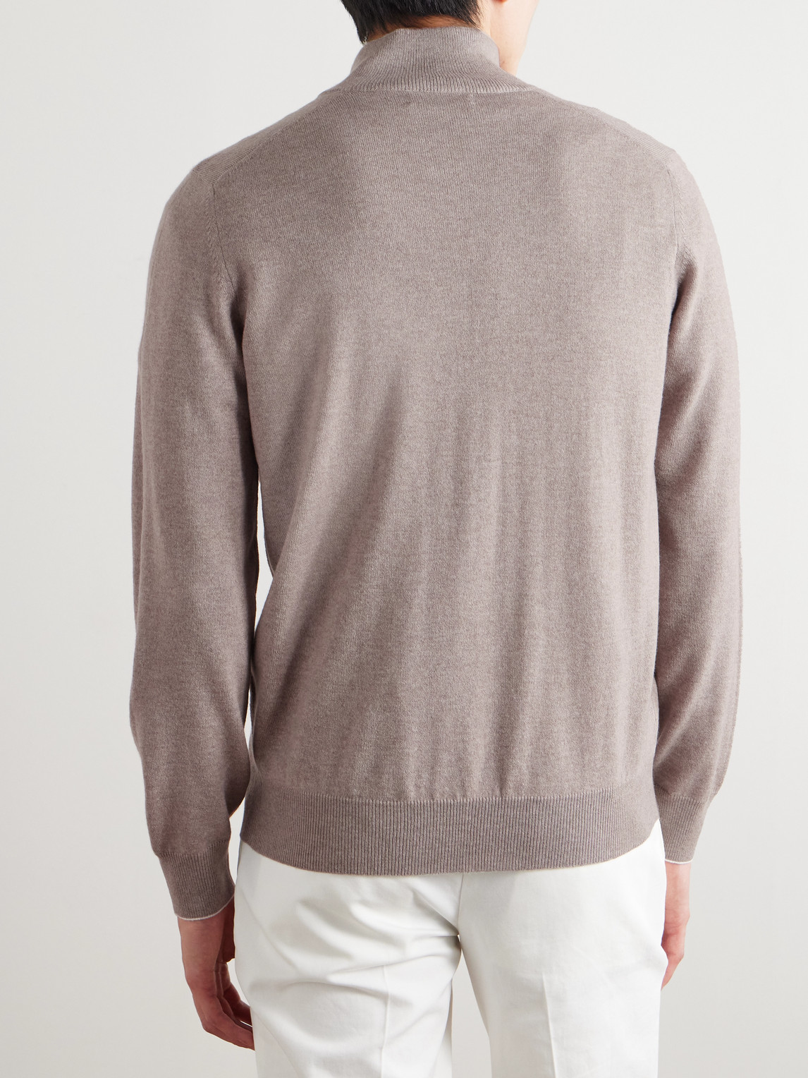 Brunello Cucinelli Cashmere Half-zip Sweater In Neutrals
