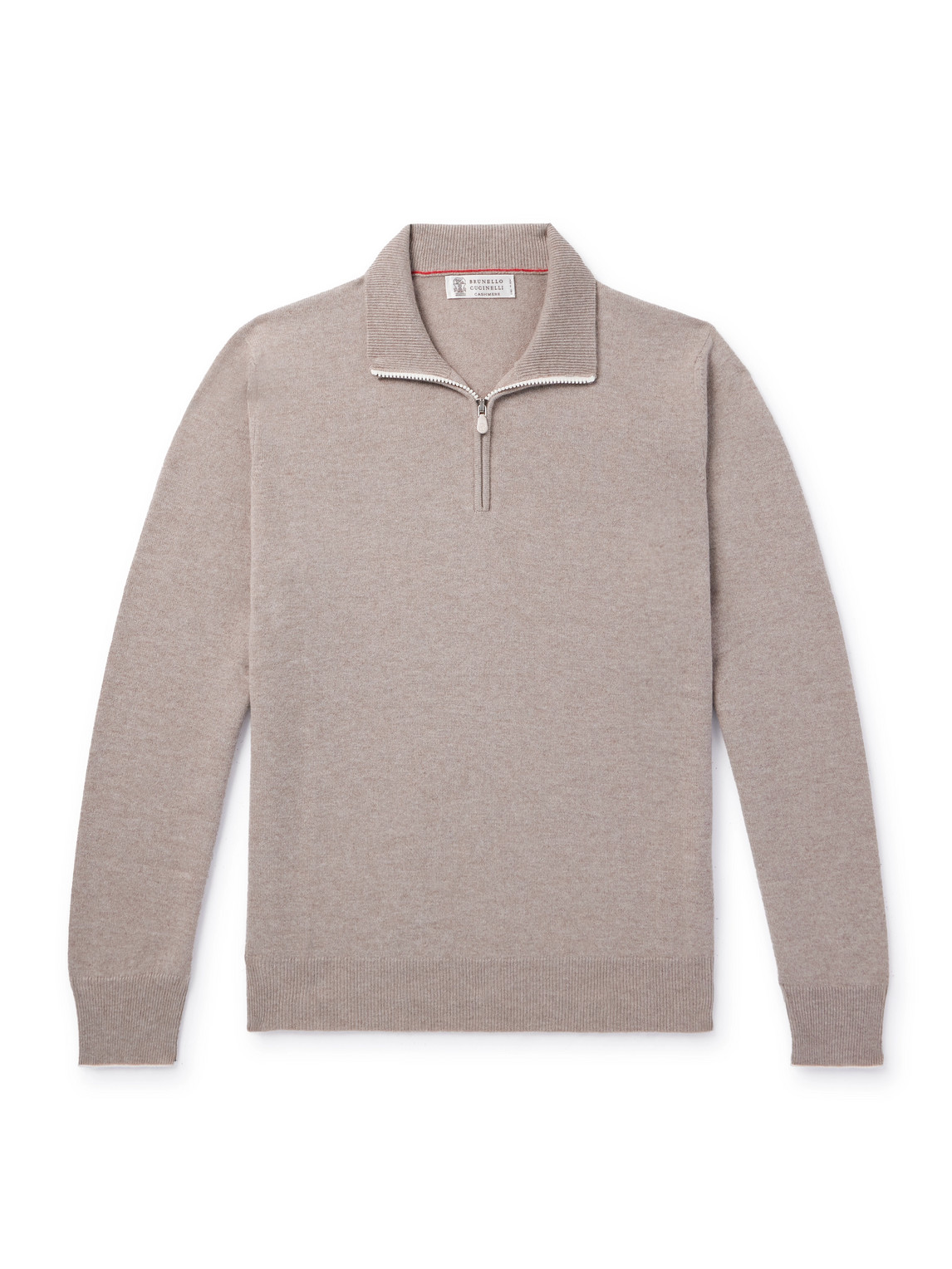 Brunello Cucinelli Cashmere Half-zip Sweater In Neutrals