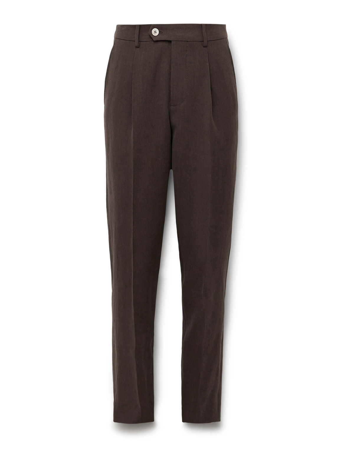 Brunello Cucinelli Slim-Fit Pleated Linen Suit Trousers - Men